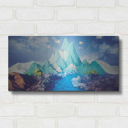 Luxe Metal Art 'Lonely Mountain' by Jonathan Lam, Metal Wall Art,24x12