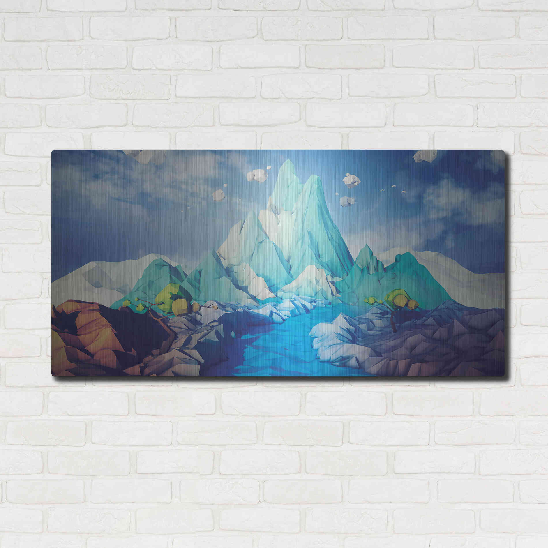 Luxe Metal Art 'Lonely Mountain' by Jonathan Lam, Metal Wall Art,48x24