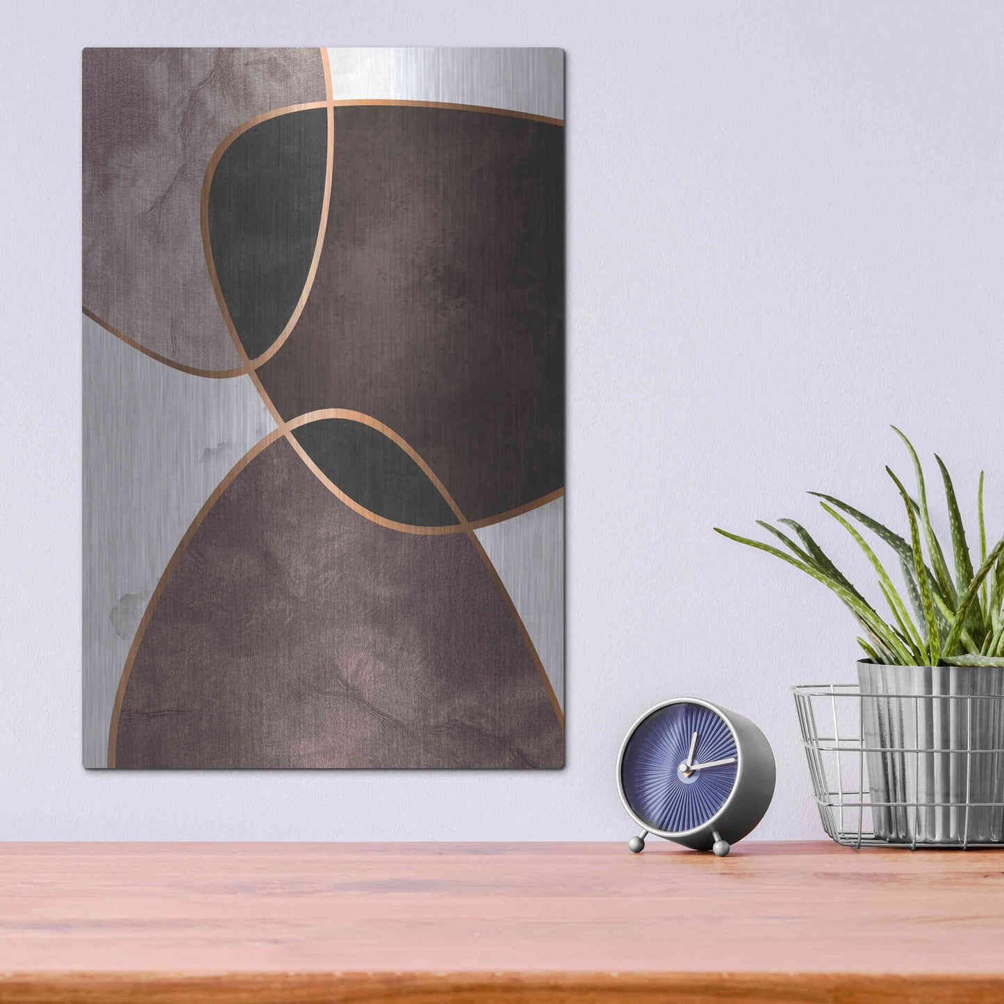 Luxe Metal Art 'Velvet Shapes 4' by Design Fabrikken, Metal Wall Art,12x16