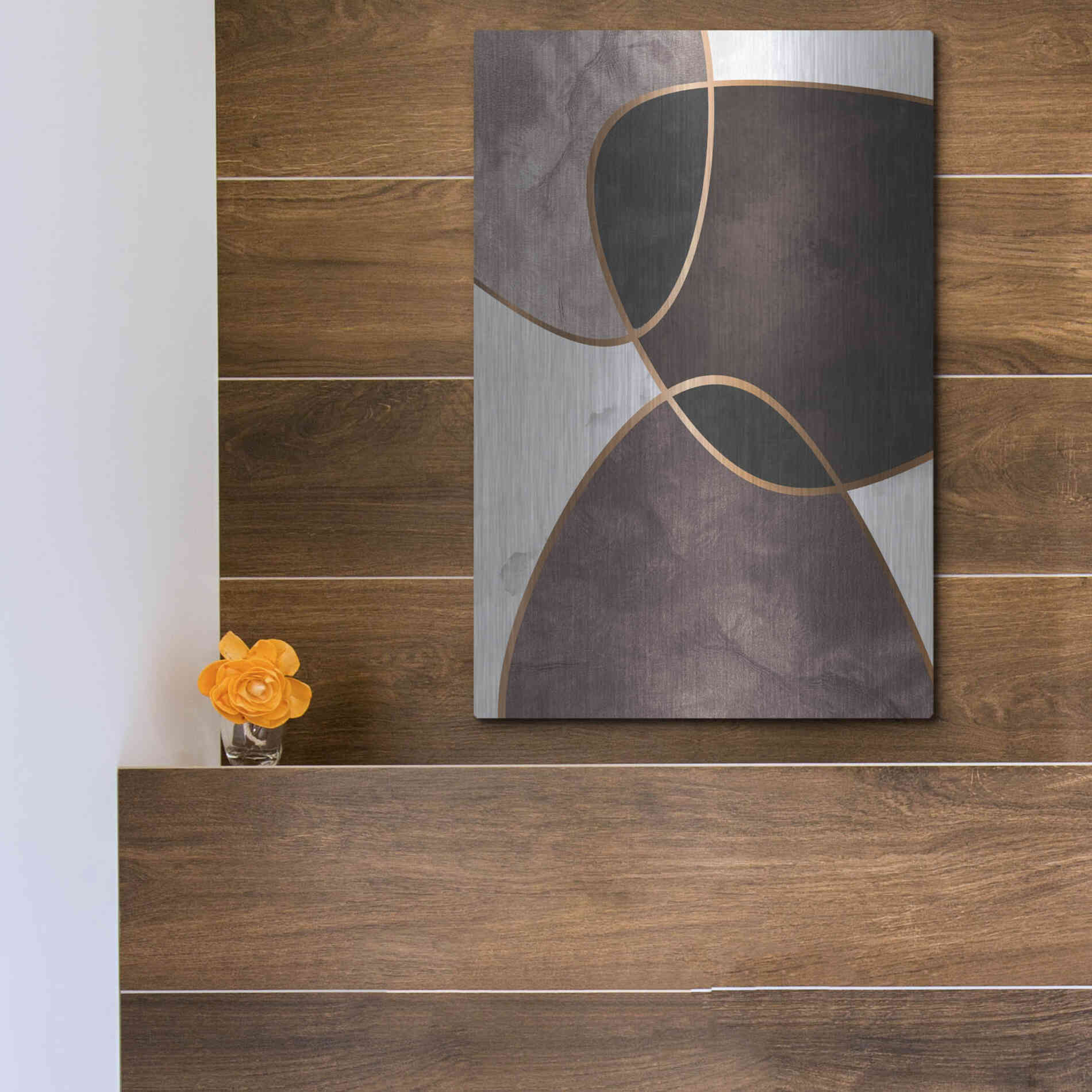Luxe Metal Art 'Velvet Shapes 4' by Design Fabrikken, Metal Wall Art,12x16