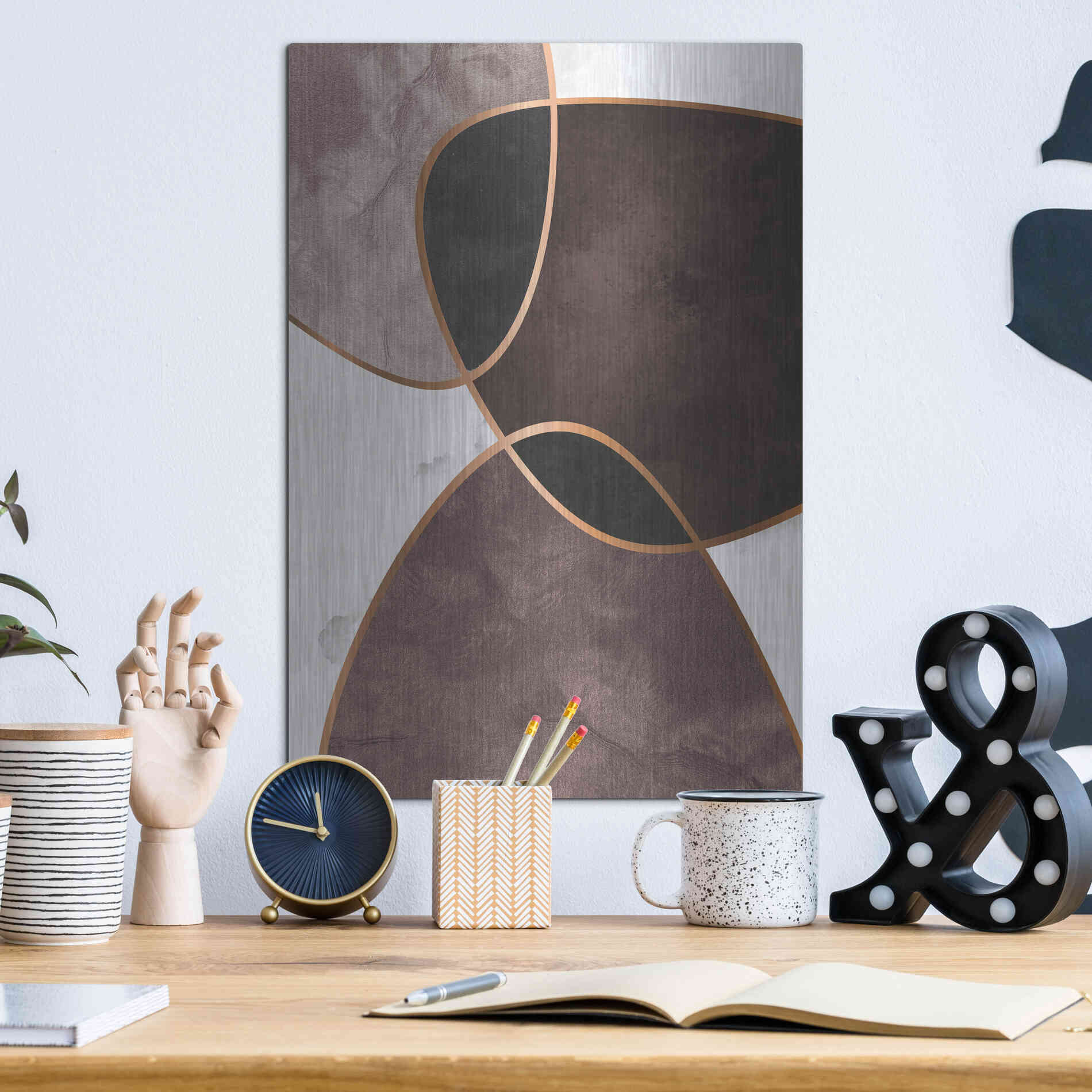 Luxe Metal Art 'Velvet Shapes 4' by Design Fabrikken, Metal Wall Art,12x16