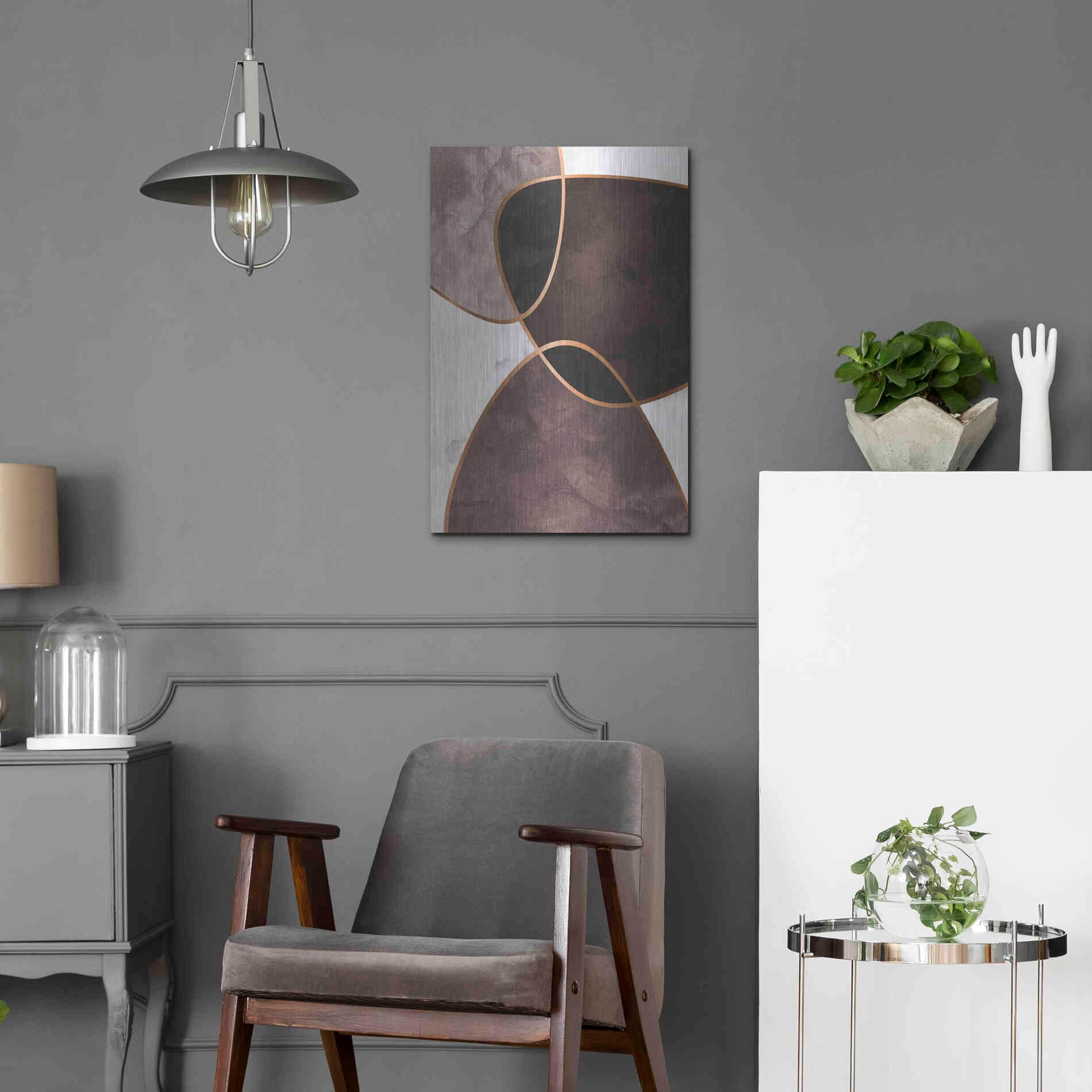 Luxe Metal Art 'Velvet Shapes 4' by Design Fabrikken, Metal Wall Art,16x24