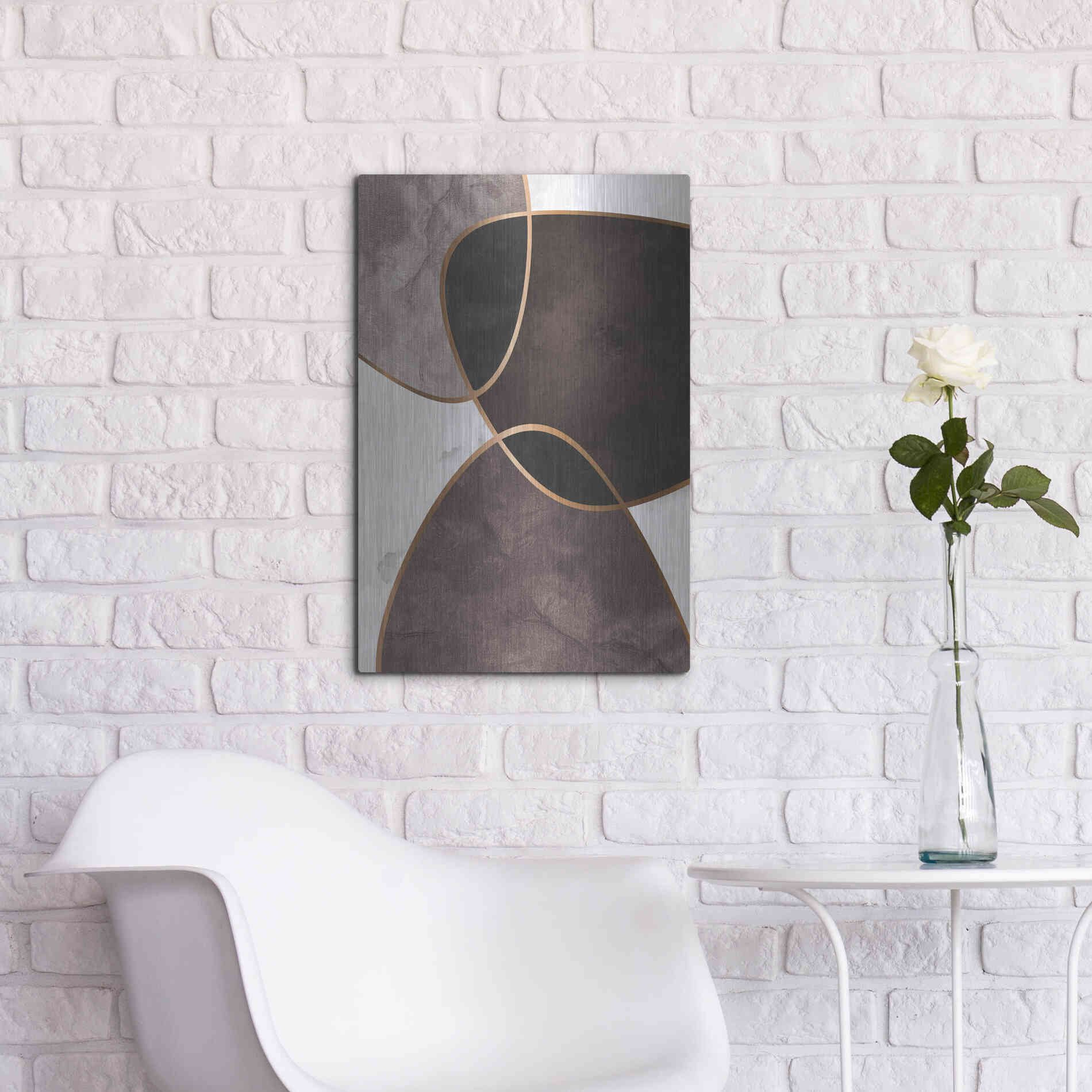 Luxe Metal Art 'Velvet Shapes 4' by Design Fabrikken, Metal Wall Art,16x24