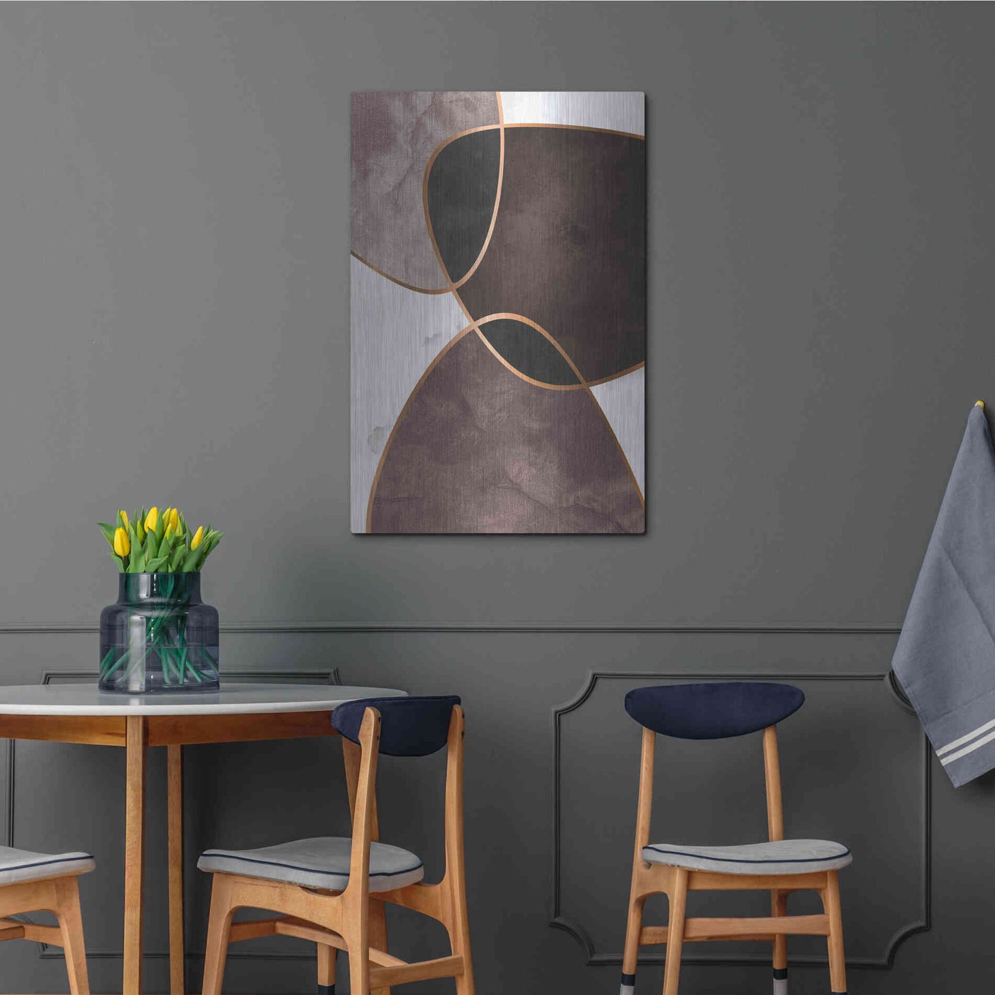 Luxe Metal Art 'Velvet Shapes 4' by Design Fabrikken, Metal Wall Art,24x36