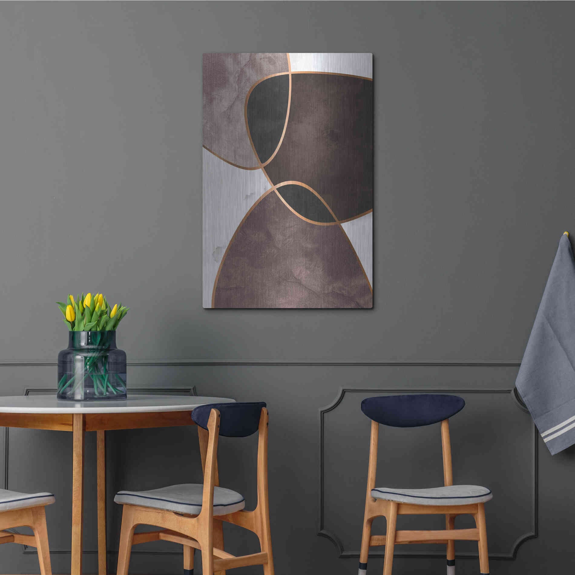 Luxe Metal Art 'Velvet Shapes 4' by Design Fabrikken, Metal Wall Art,24x36