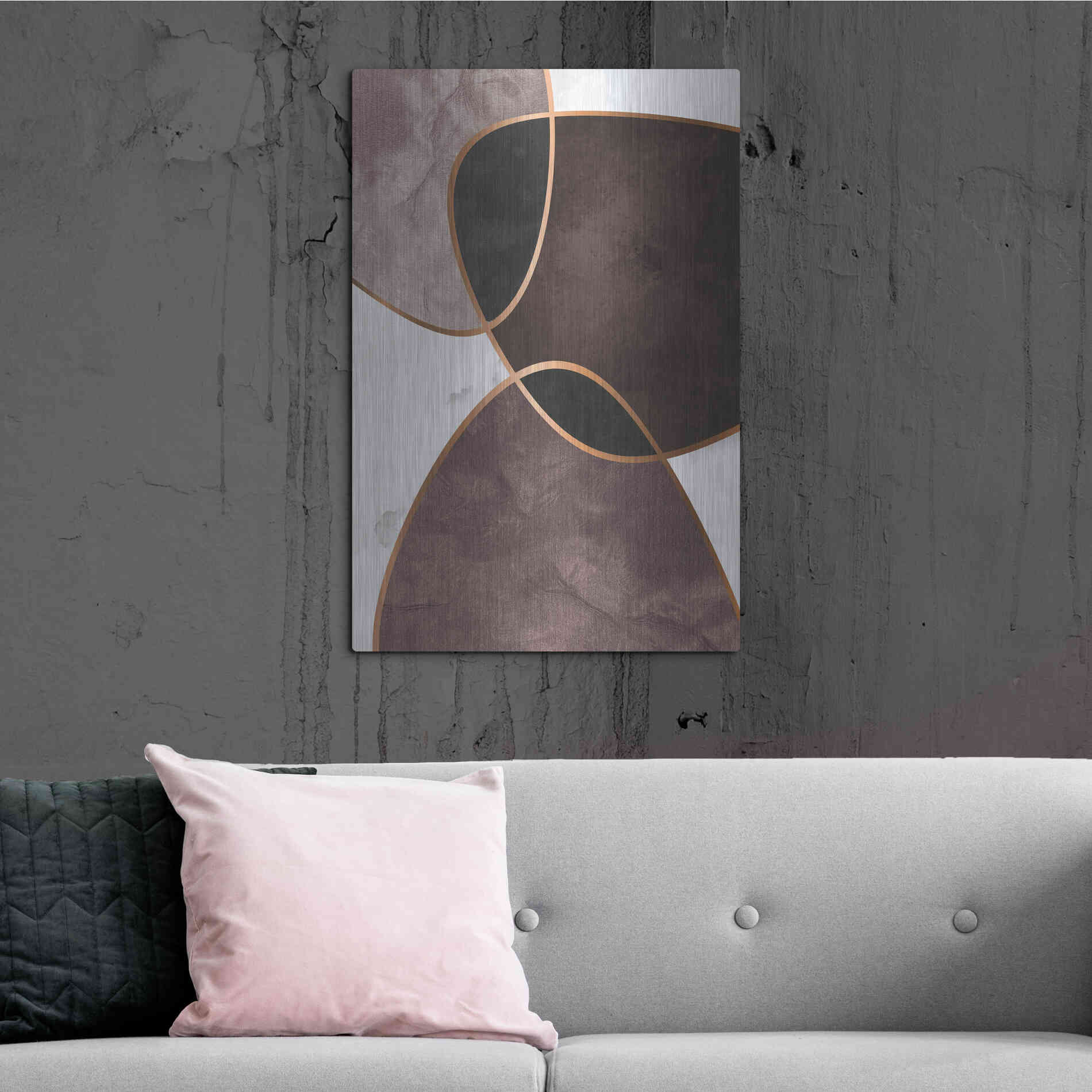 Luxe Metal Art 'Velvet Shapes 4' by Design Fabrikken, Metal Wall Art,24x36