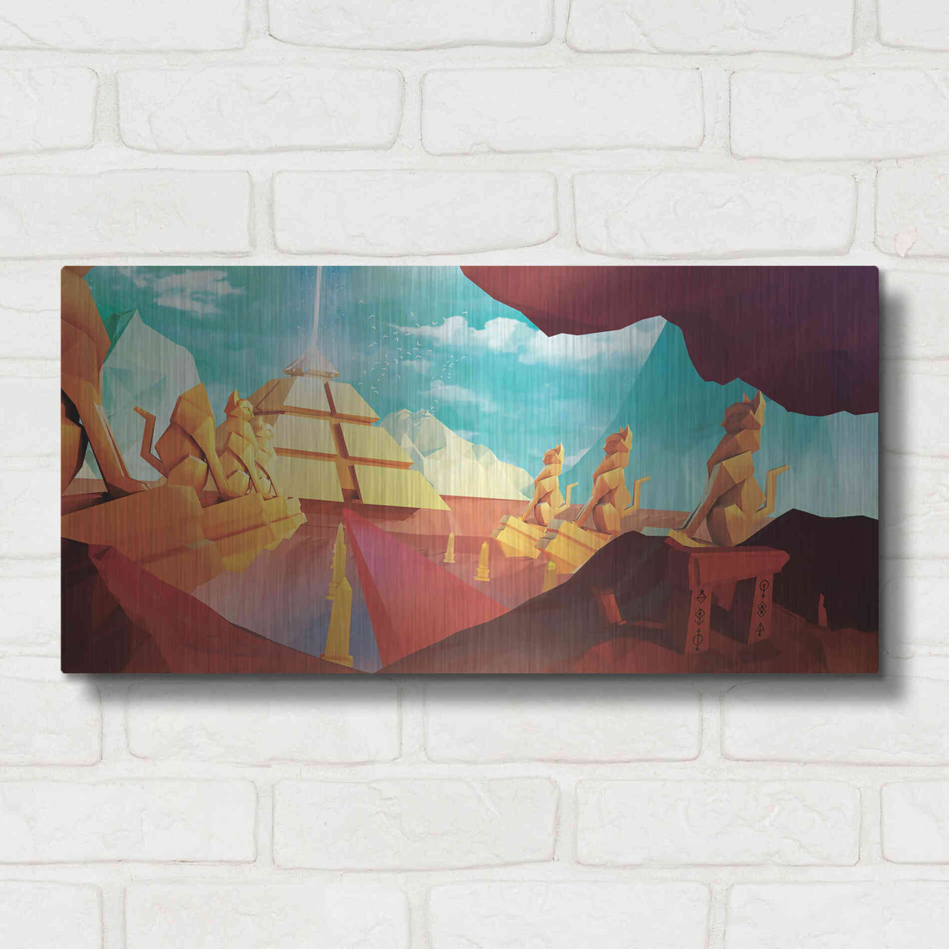 Luxe Metal Art 'Low Poly Pyramid' by Jonathan Lam, Metal Wall Art,24x12