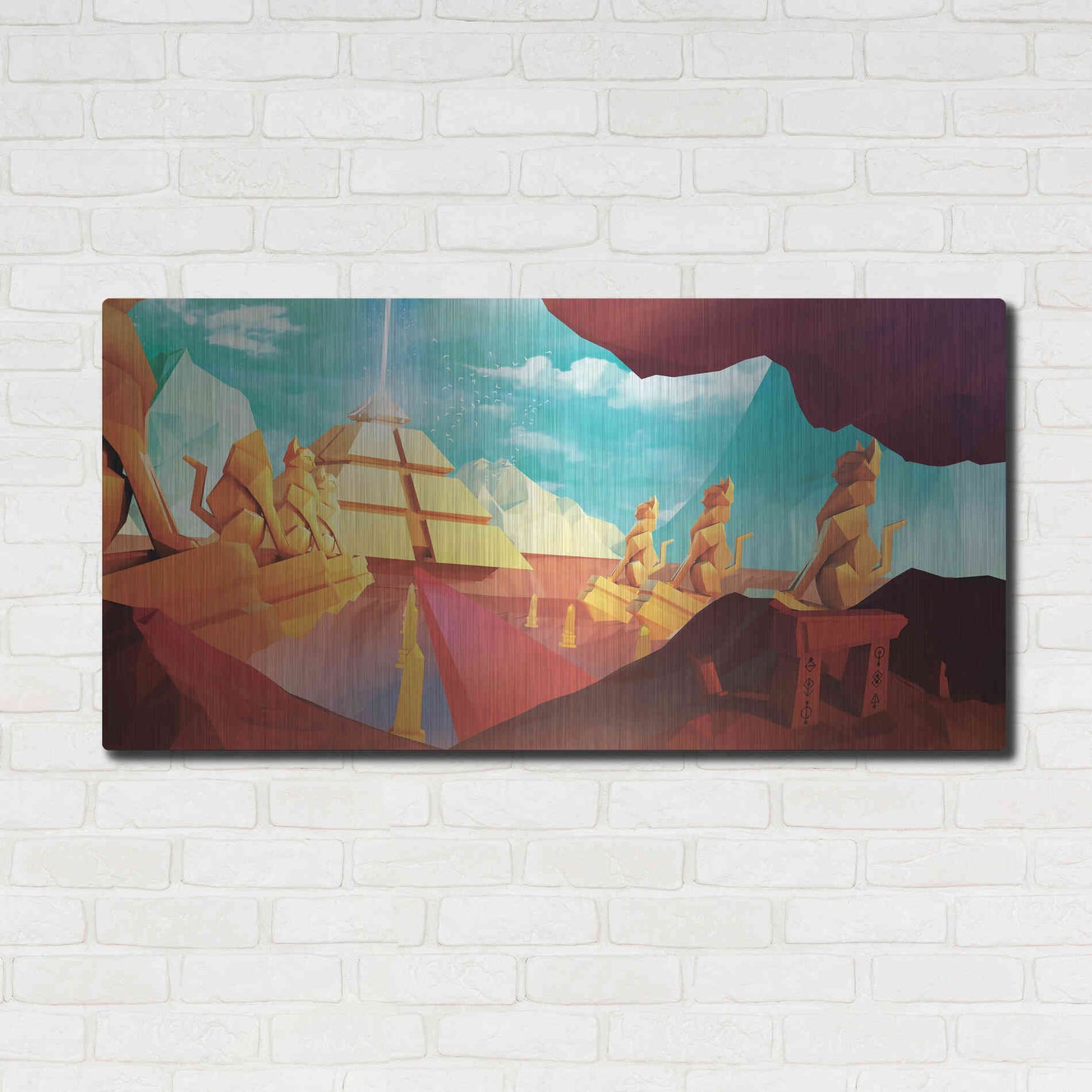 Luxe Metal Art 'Low Poly Pyramid' by Jonathan Lam, Metal Wall Art,48x24