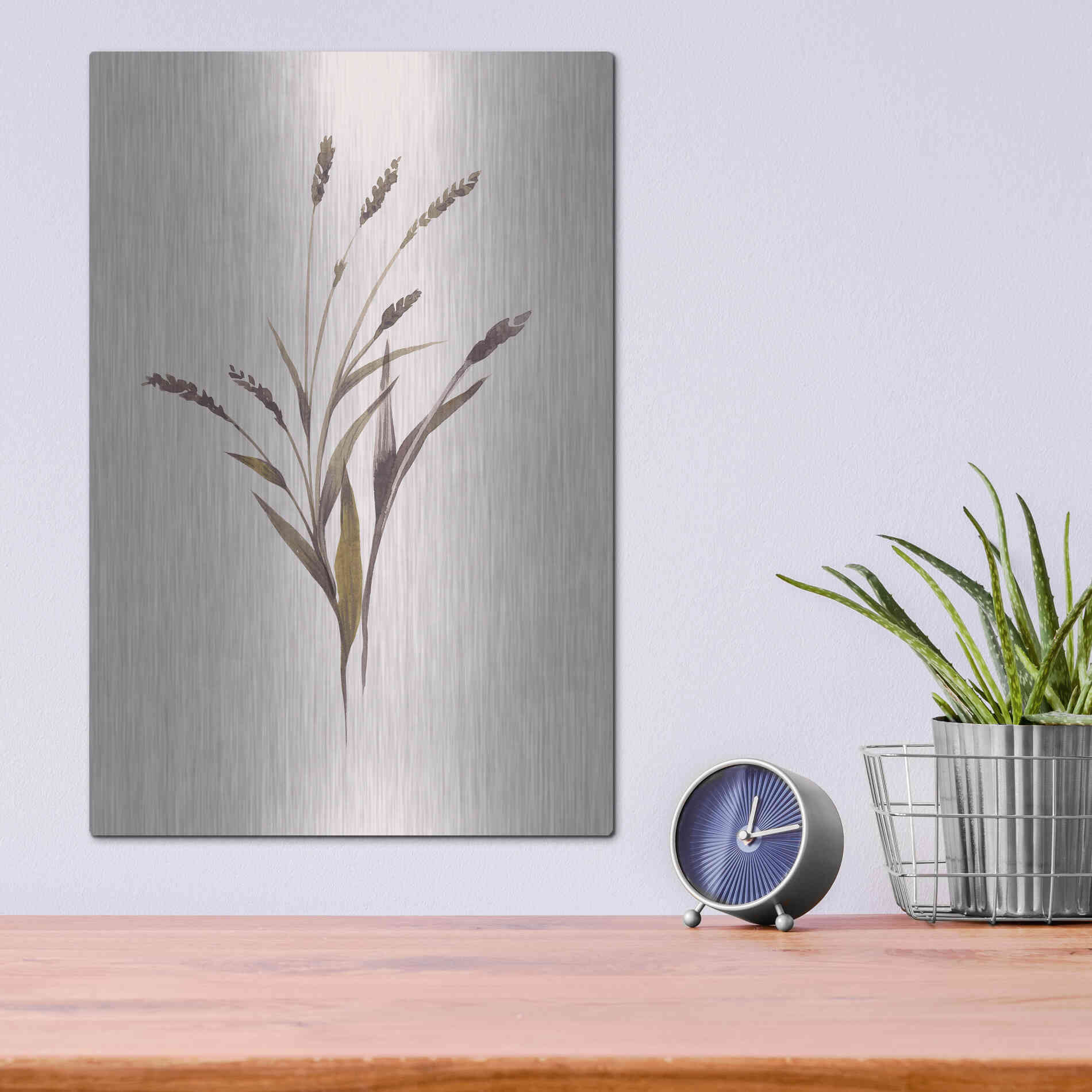 Luxe Metal Art 'Wheat' by Design Fabrikken, Metal Wall Art,12x16