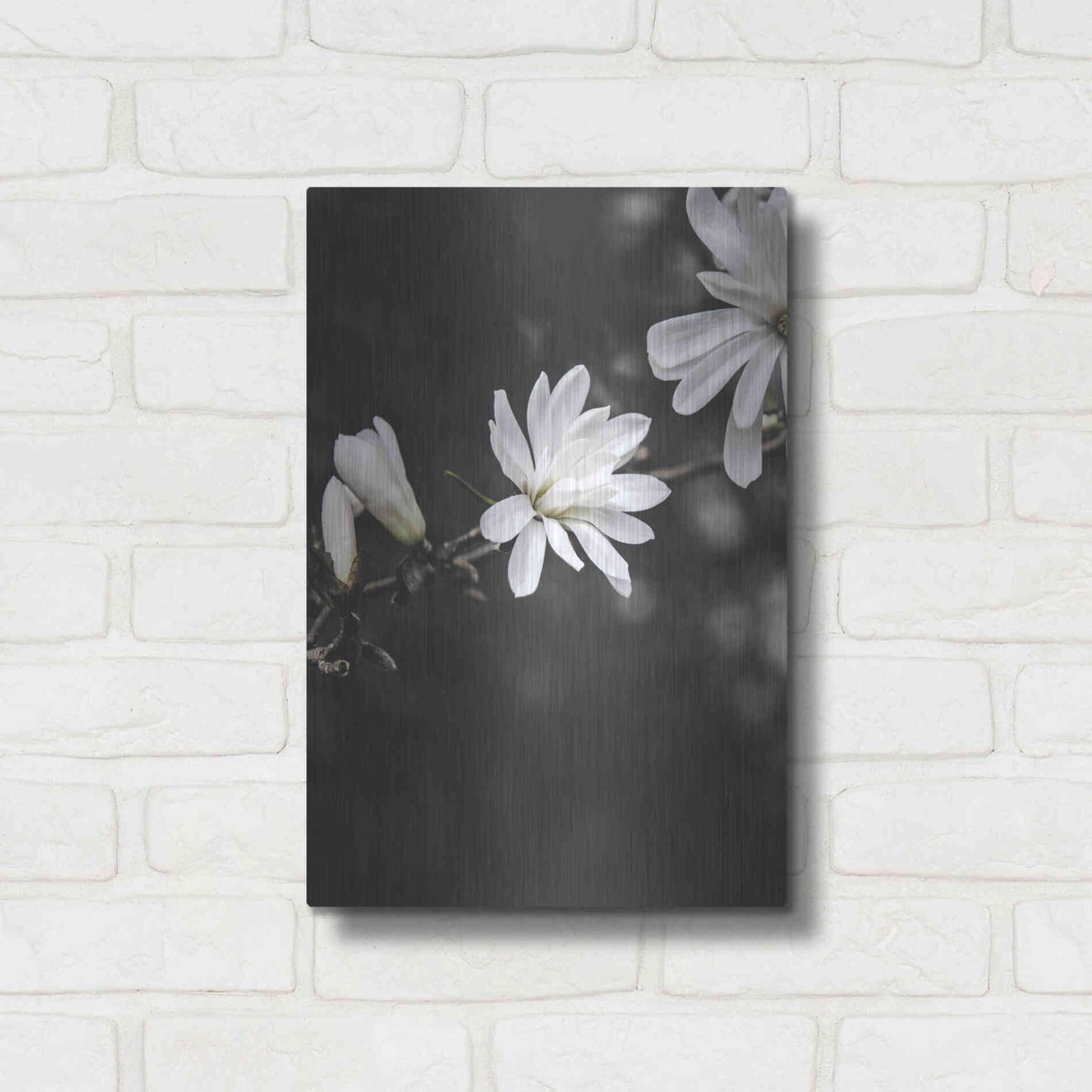 Luxe Metal Art 'White Flowers' by Design Fabrikken, Metal Wall Art,12x16