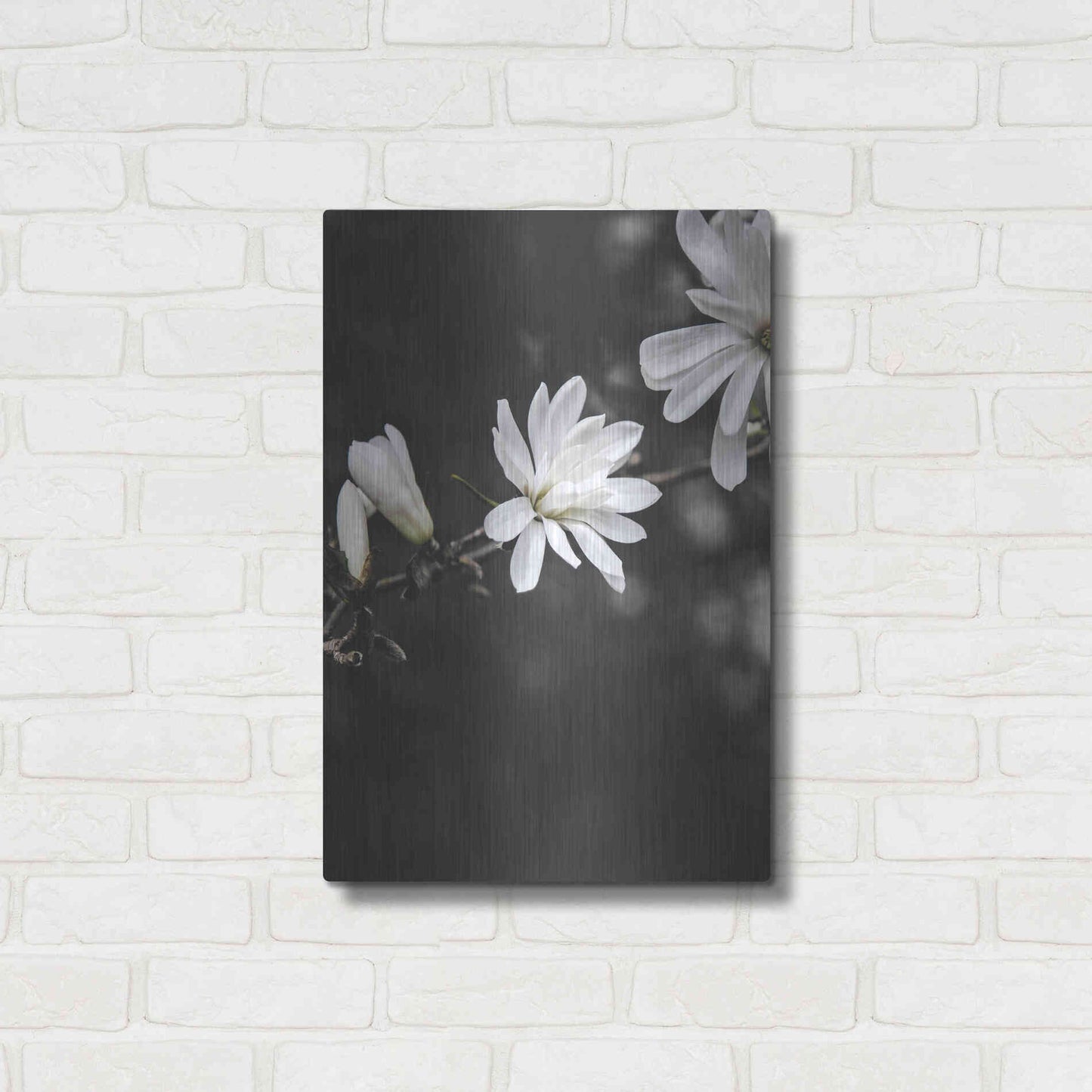 Luxe Metal Art 'White Flowers' by Design Fabrikken, Metal Wall Art,16x24