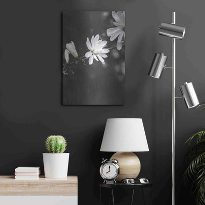 Luxe Metal Art 'White Flowers' by Design Fabrikken, Metal Wall Art,16x24