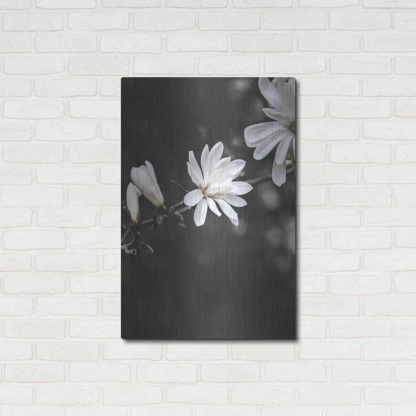 Luxe Metal Art 'White Flowers' by Design Fabrikken, Metal Wall Art,24x36