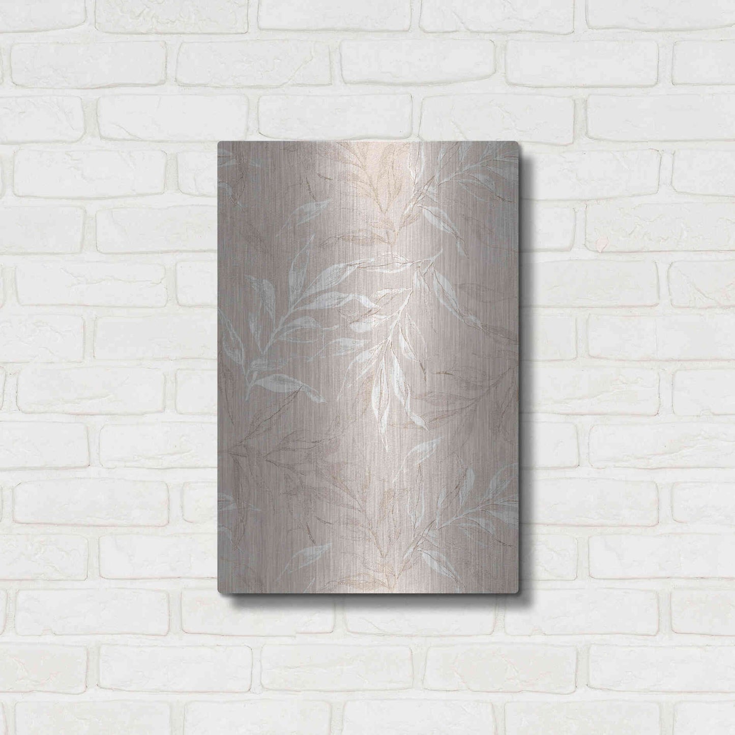 Luxe Metal Art 'White Leaves 1' by Design Fabrikken, Metal Wall Art,16x24