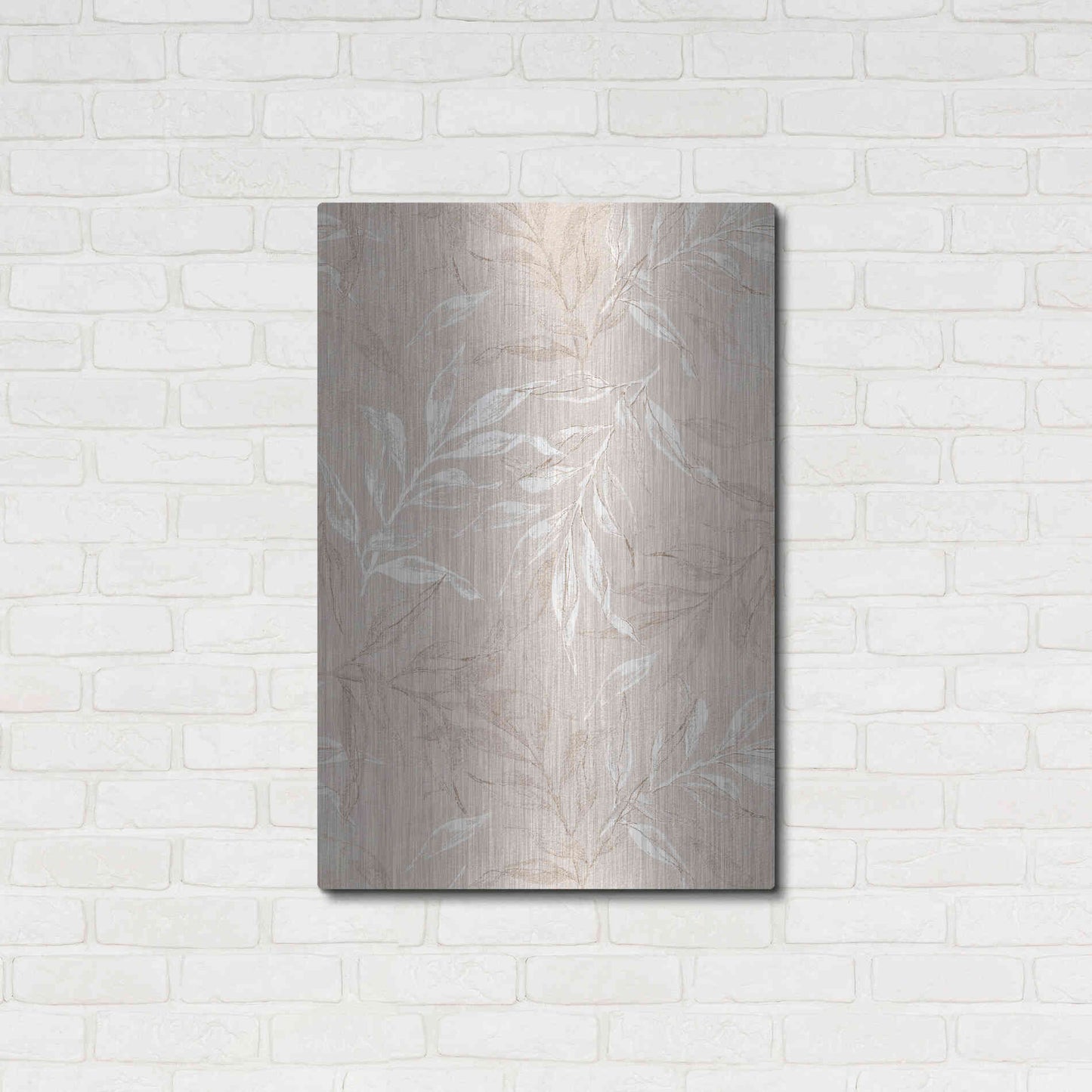 Luxe Metal Art 'White Leaves 1' by Design Fabrikken, Metal Wall Art,24x36