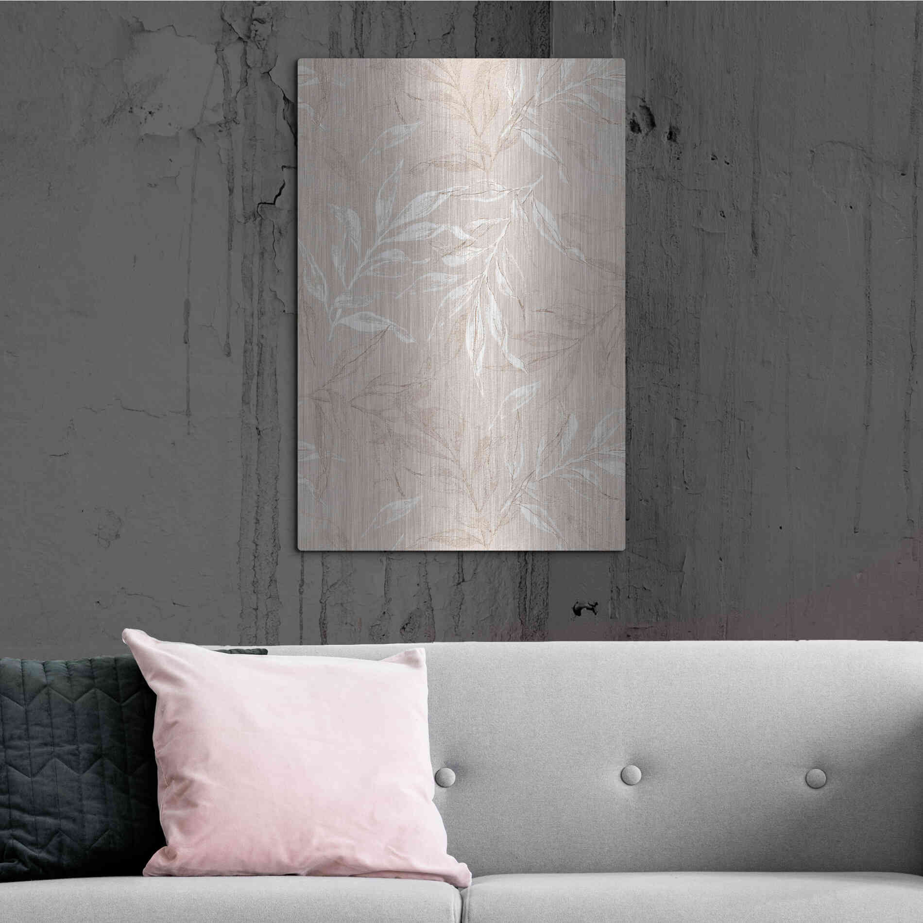 Luxe Metal Art 'White Leaves 1' by Design Fabrikken, Metal Wall Art,24x36