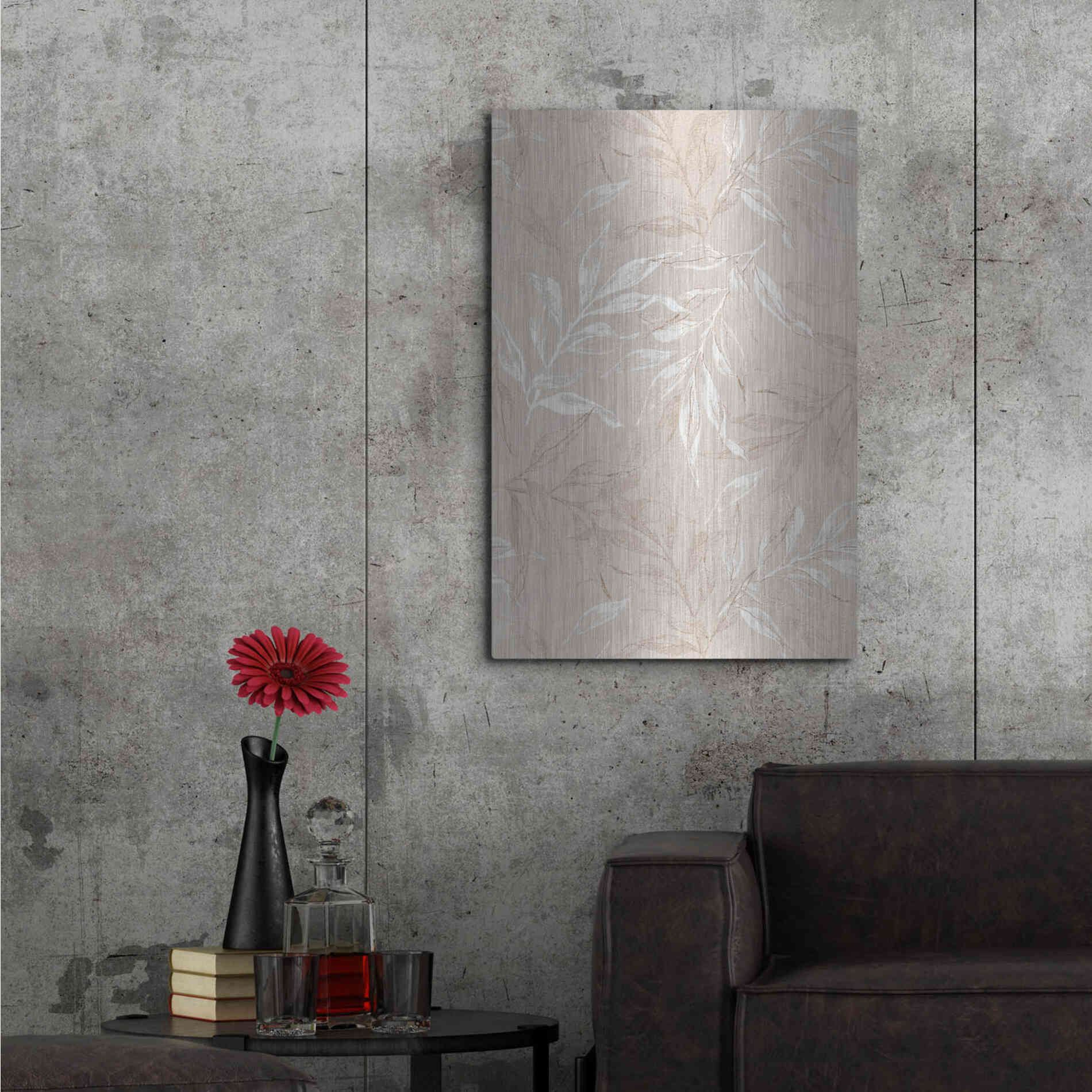 Luxe Metal Art 'White Leaves 1' by Design Fabrikken, Metal Wall Art,24x36