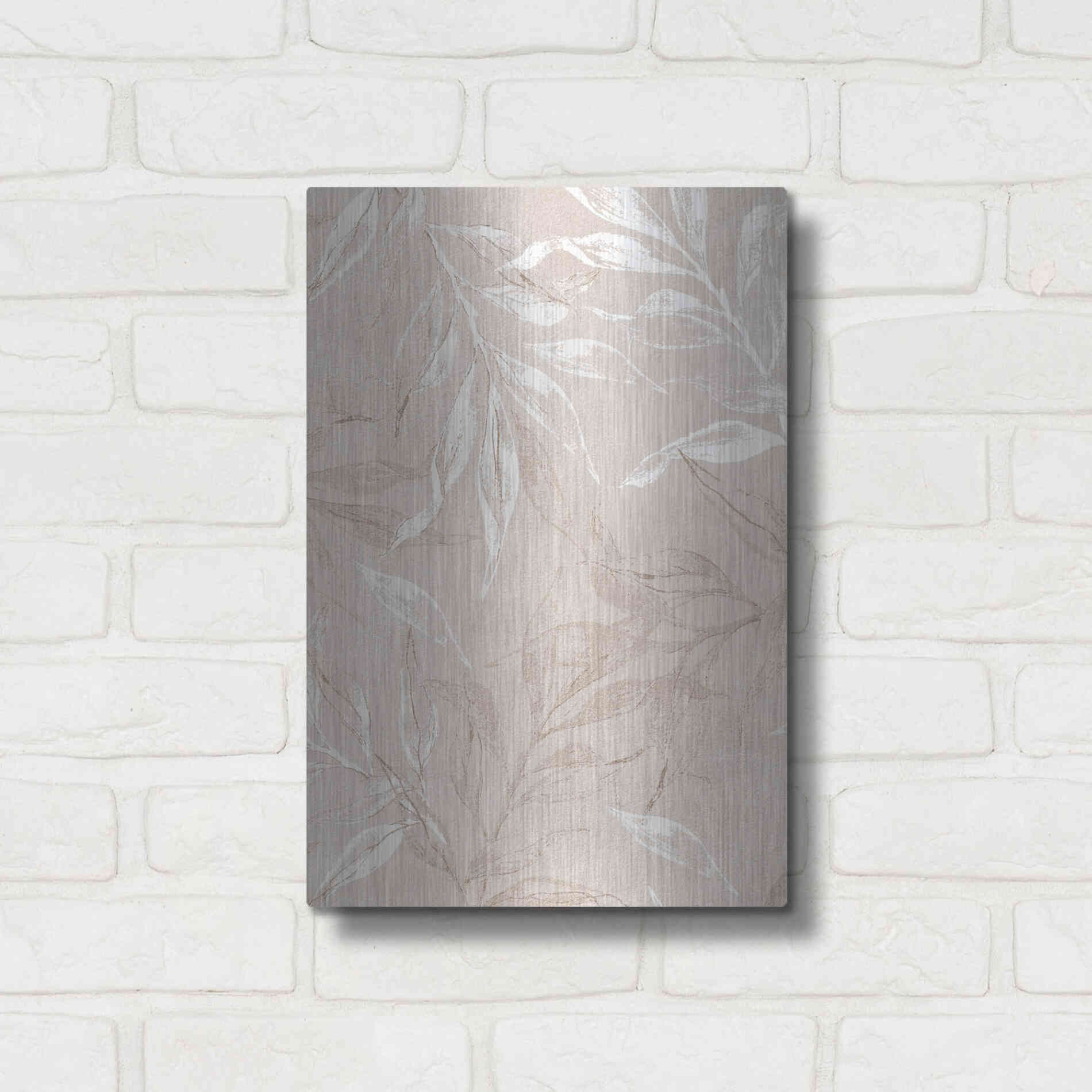 Luxe Metal Art 'White Leaves 2' by Design Fabrikken, Metal Wall Art,12x16