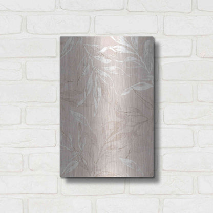 Luxe Metal Art 'White Leaves 2' by Design Fabrikken, Metal Wall Art,12x16