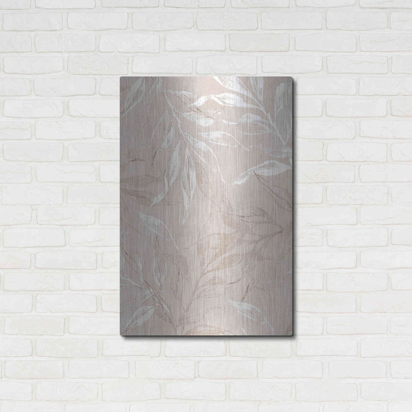 Luxe Metal Art 'White Leaves 2' by Design Fabrikken, Metal Wall Art,24x36