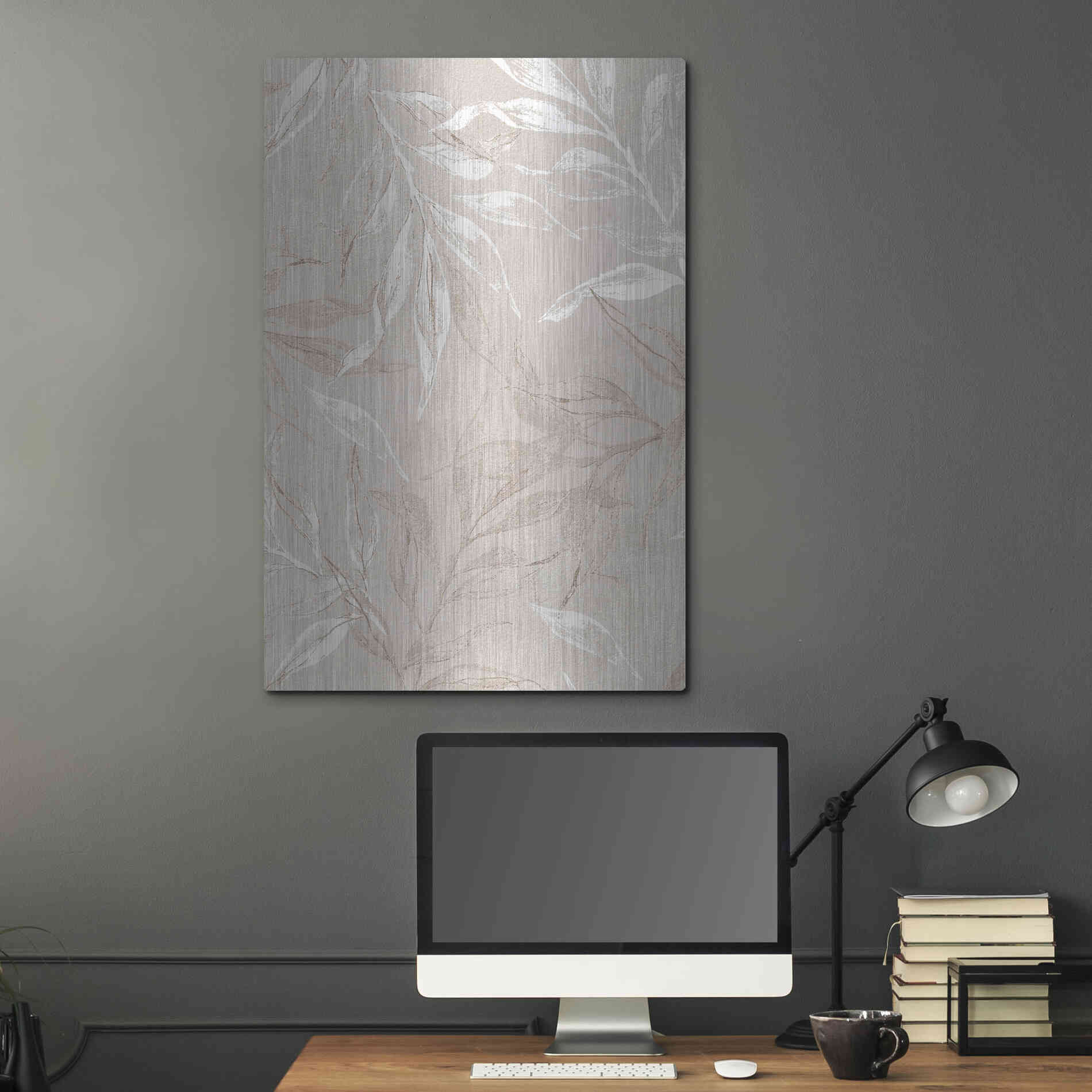 Luxe Metal Art 'White Leaves 2' by Design Fabrikken, Metal Wall Art,24x36