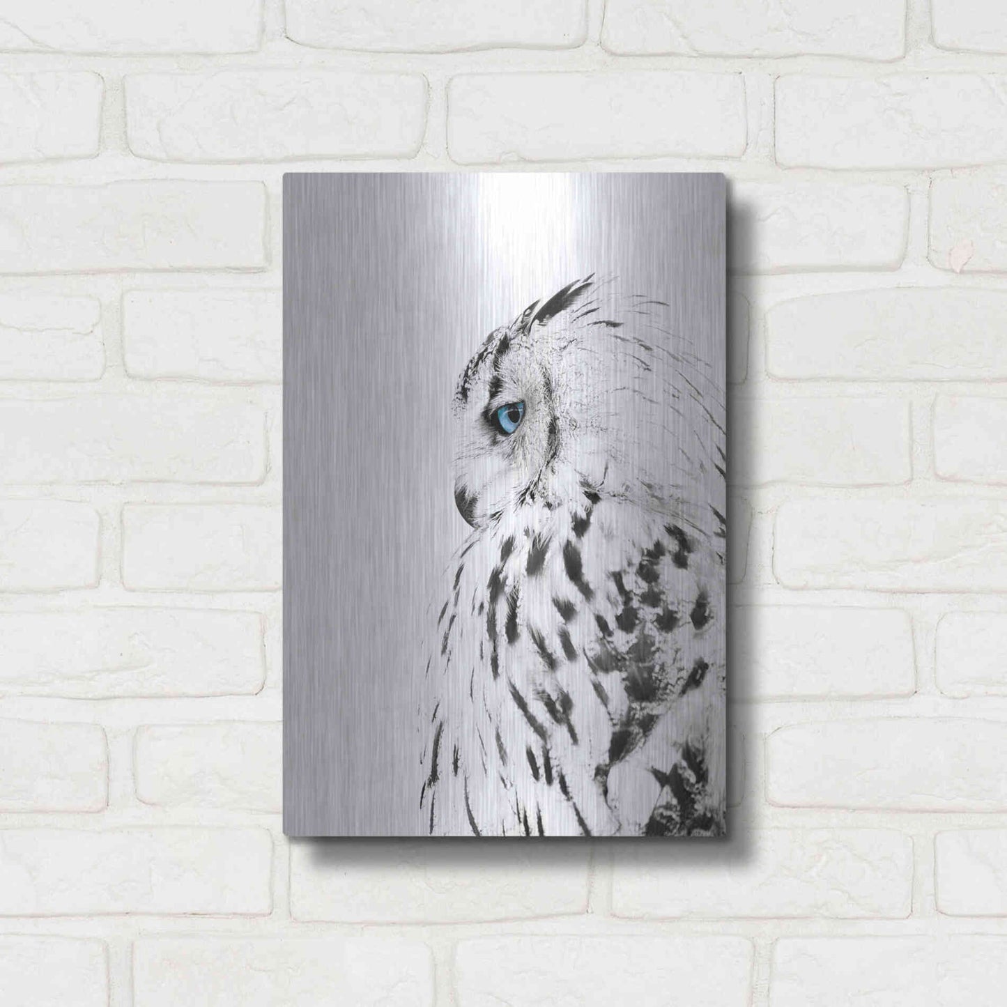 Luxe Metal Art 'White Owl' by Design Fabrikken, Metal Wall Art,12x16