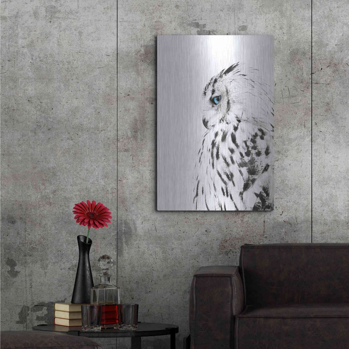 Luxe Metal Art 'White Owl' by Design Fabrikken, Metal Wall Art,24x36