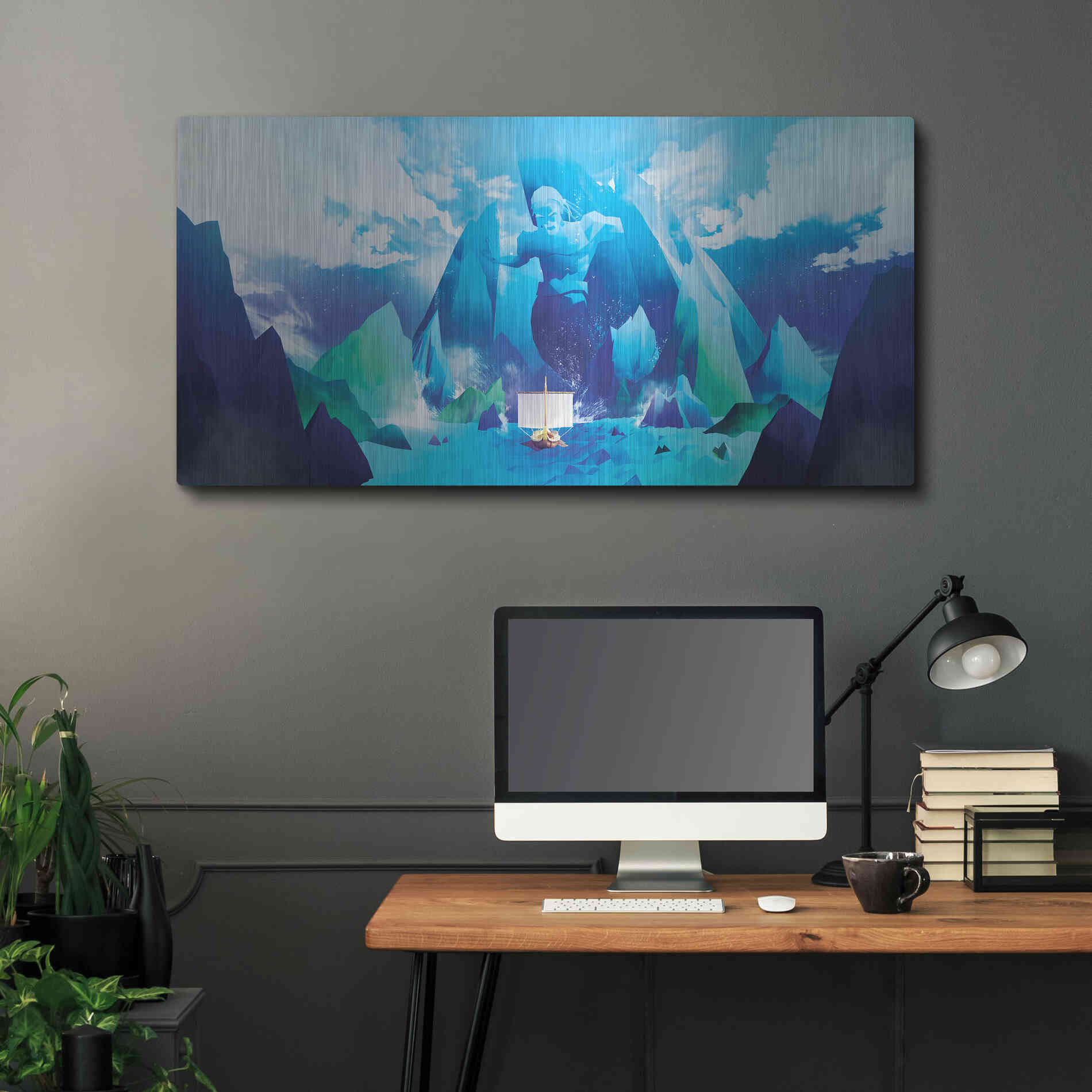 Luxe Metal Art 'Triton' by Jonathan Lam, Metal Wall Art,48x24