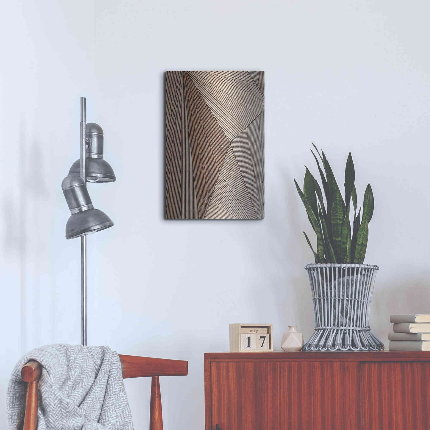 Luxe Metal Art 'Wooden Structure' by Design Fabrikken, Metal Wall Art,16x24