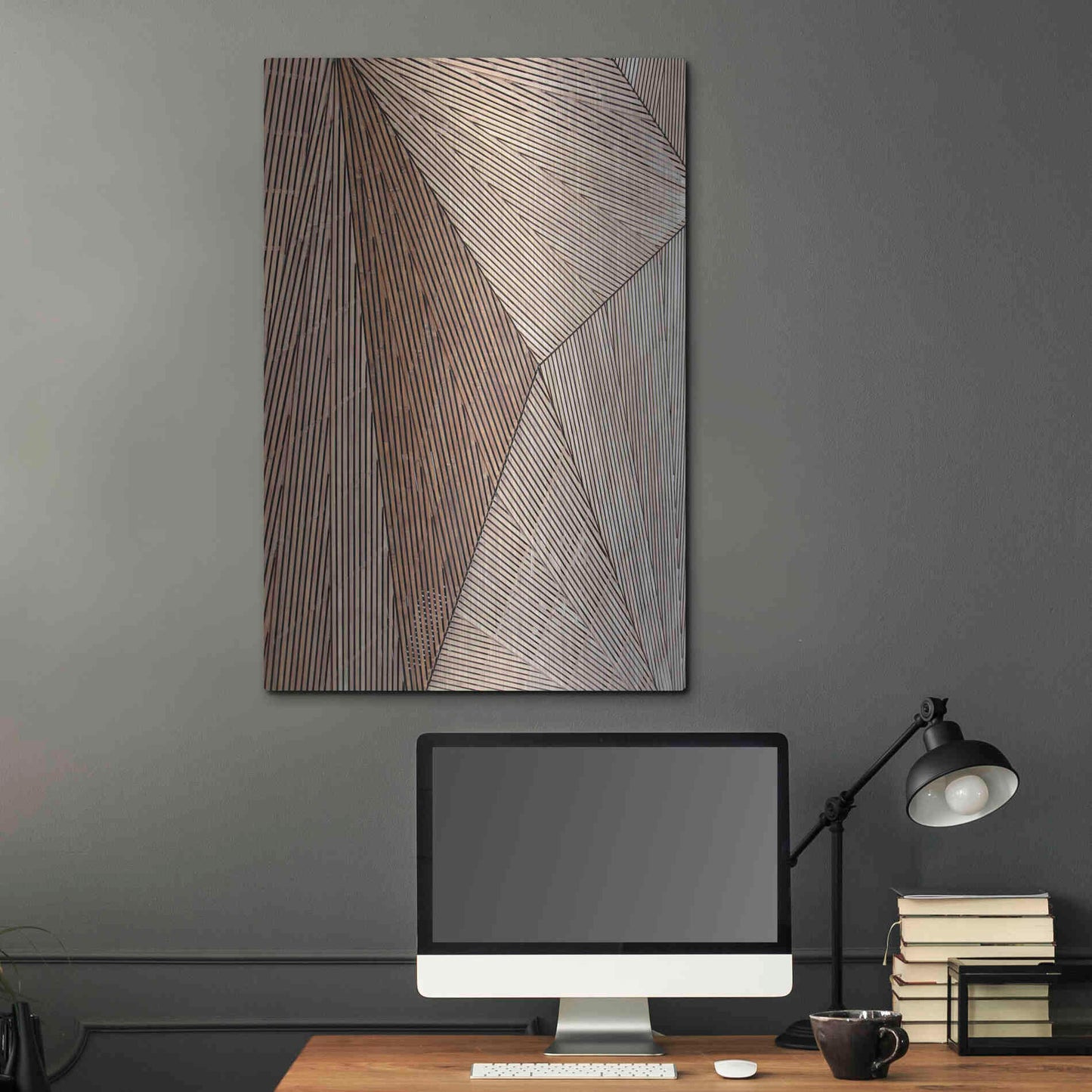 Luxe Metal Art 'Wooden Structure' by Design Fabrikken, Metal Wall Art,24x36