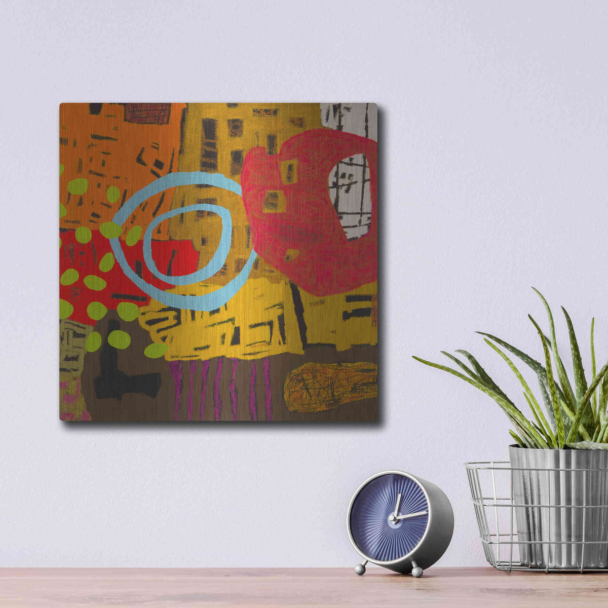 Luxe Metal Art 'Conversations in the Abstract 28' by Downs, Metal Wall Art,12x12
