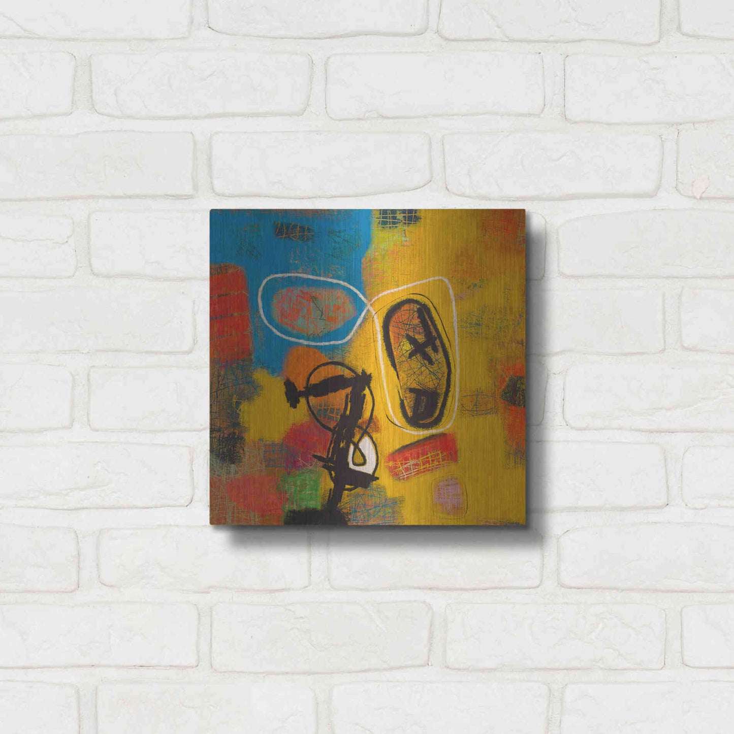 Luxe Metal Art 'Conversations in the Abstract 32' by Downs, Metal Wall Art,12x12