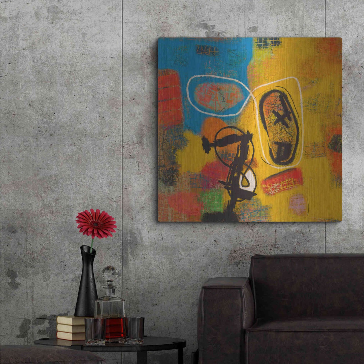 Luxe Metal Art 'Conversations in the Abstract 32' by Downs, Metal Wall Art,36x36