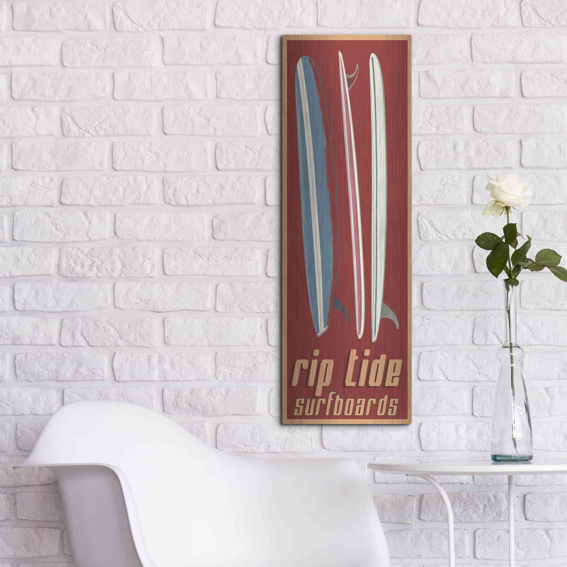 Luxe Metal Art 'Rip Tide' by Edward M. Fielding, Metal Wall Art,12x36