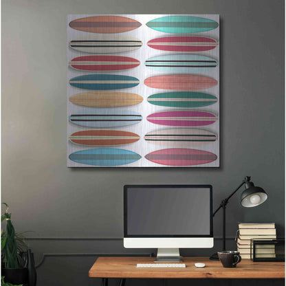 Luxe Metal Art 'Surfboard Pattern' by Edward M. Fielding, Metal Wall Art,36x36