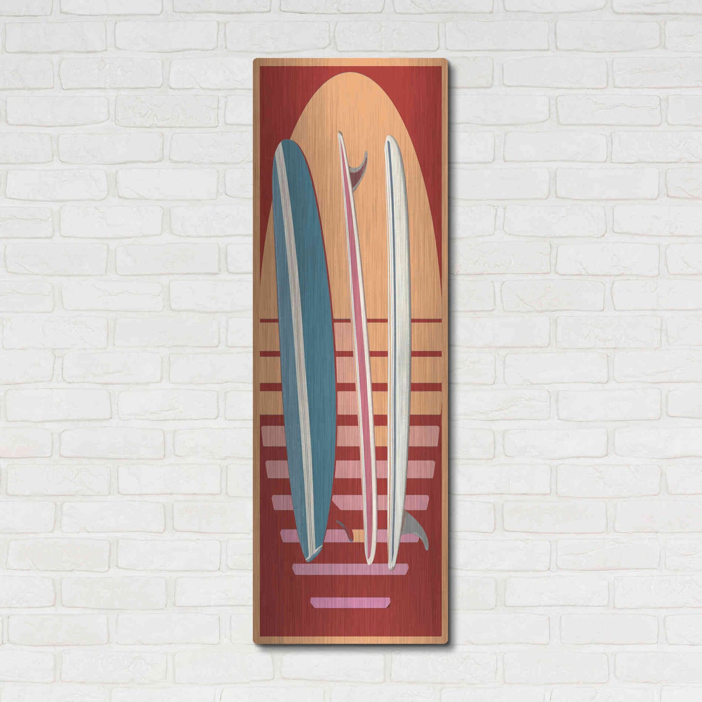 Luxe Metal Art 'Surfboard Sunset' by Edward M. Fielding, Metal Wall Art,16x48