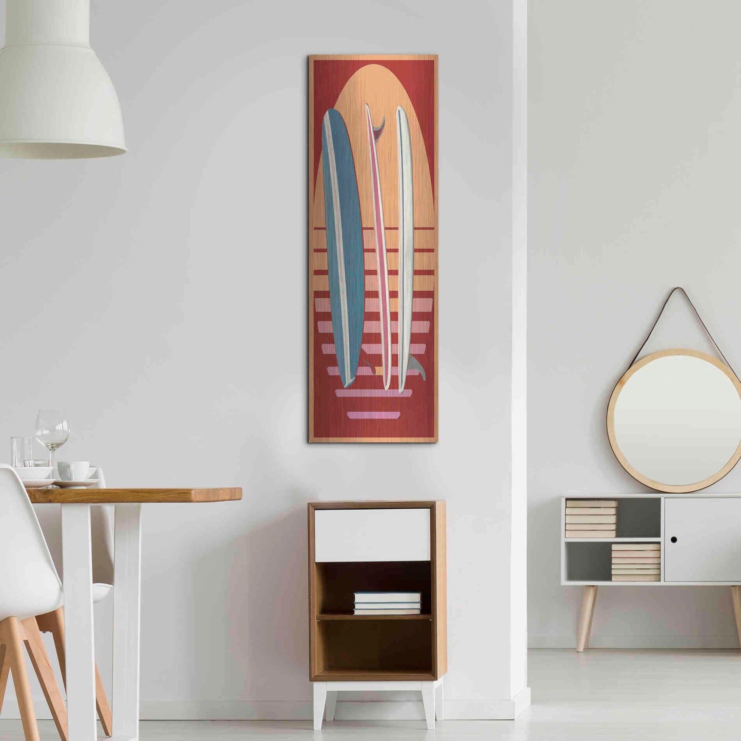 Luxe Metal Art 'Surfboard Sunset' by Edward M. Fielding, Metal Wall Art,16x48