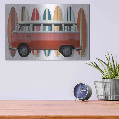 Luxe Metal Art 'Surfer Van' by Edward M. Fielding, Metal Wall Art,16x12