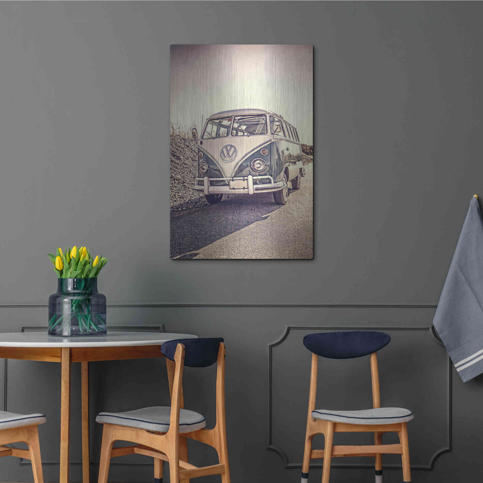 Luxe Metal Art 'Surfers’ Vintage VW Bus' by Edward M. Fielding, Metal Wall Art,24x36