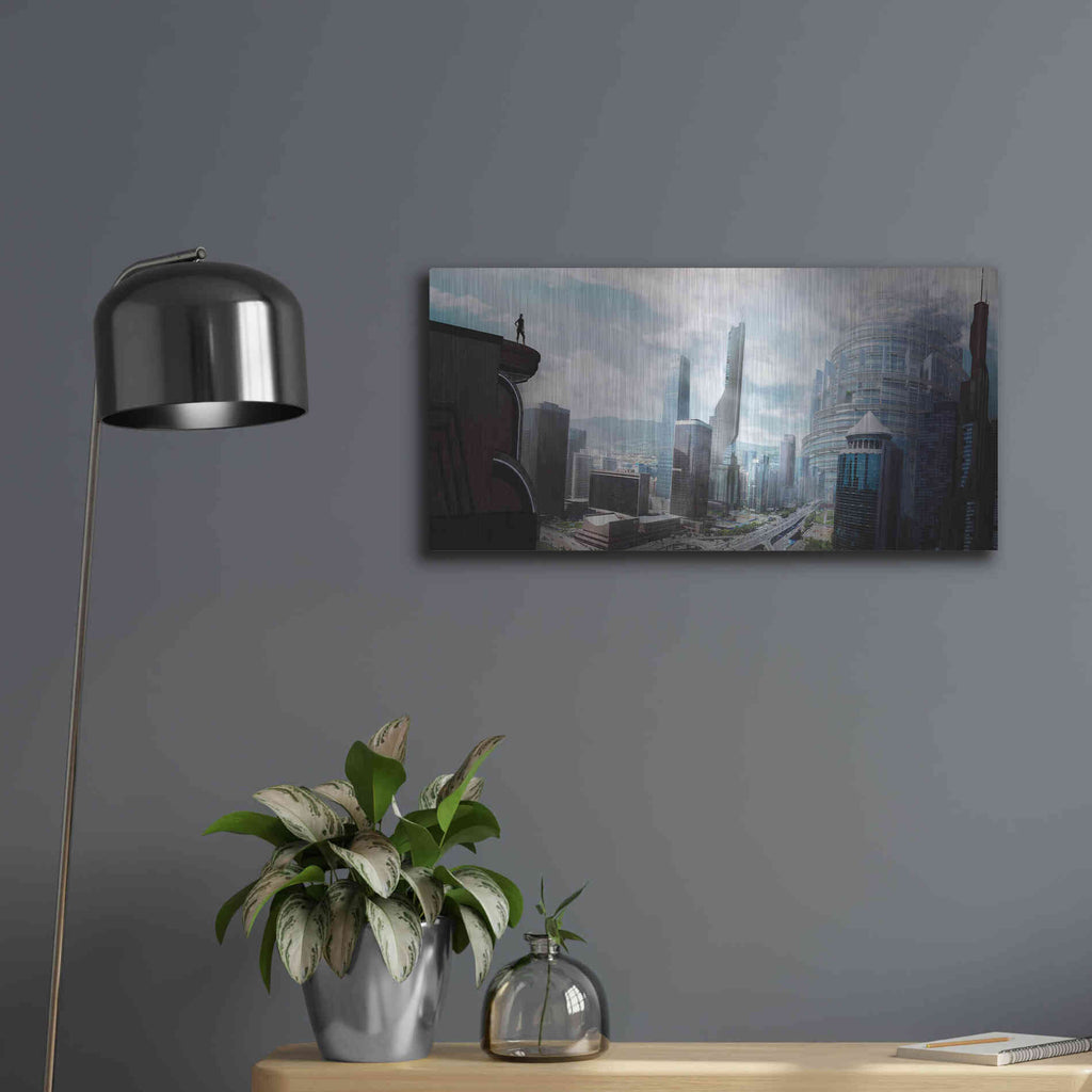 Luxe Metal Art 'The Future' by Jonathan Lam, Metal Wall Art,24x12