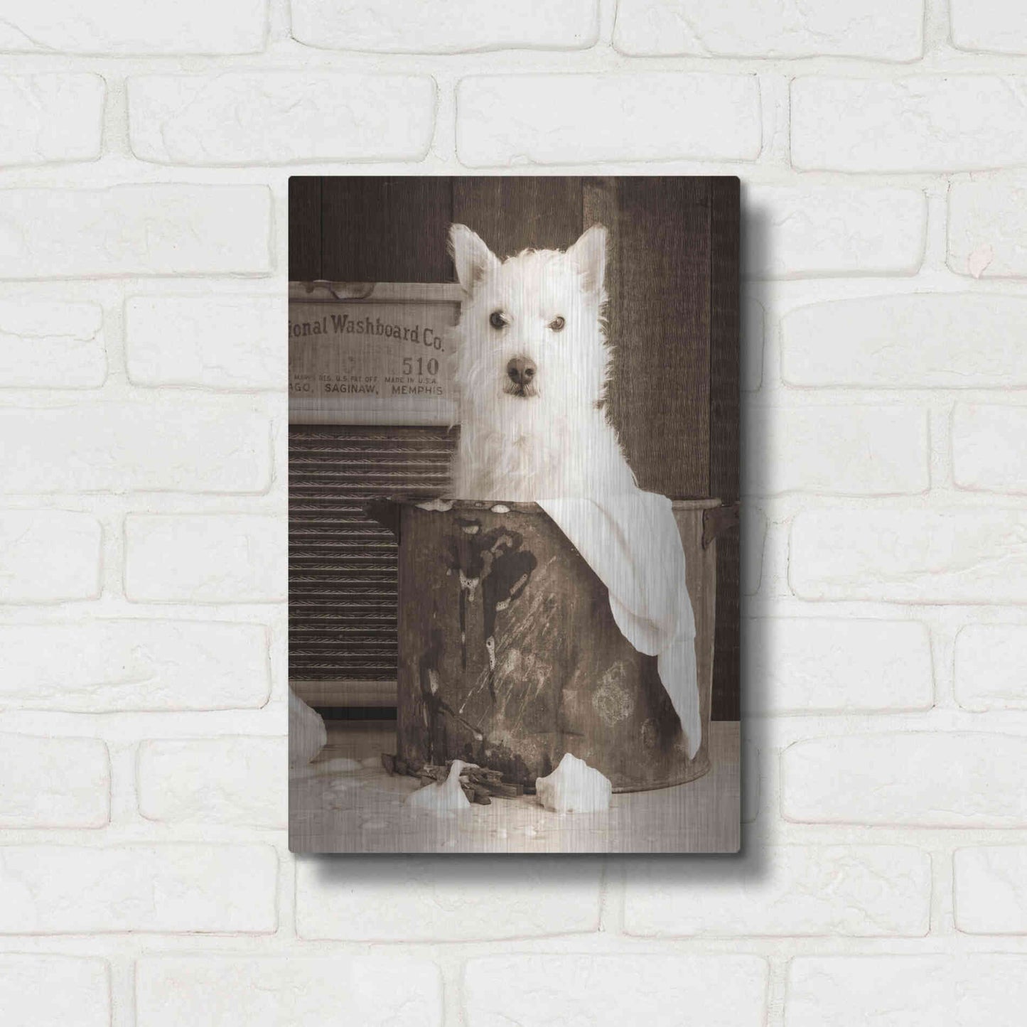 Luxe Metal Art 'Vintage Wash Day' by Edward M. Fielding, Metal Wall Art,12x16