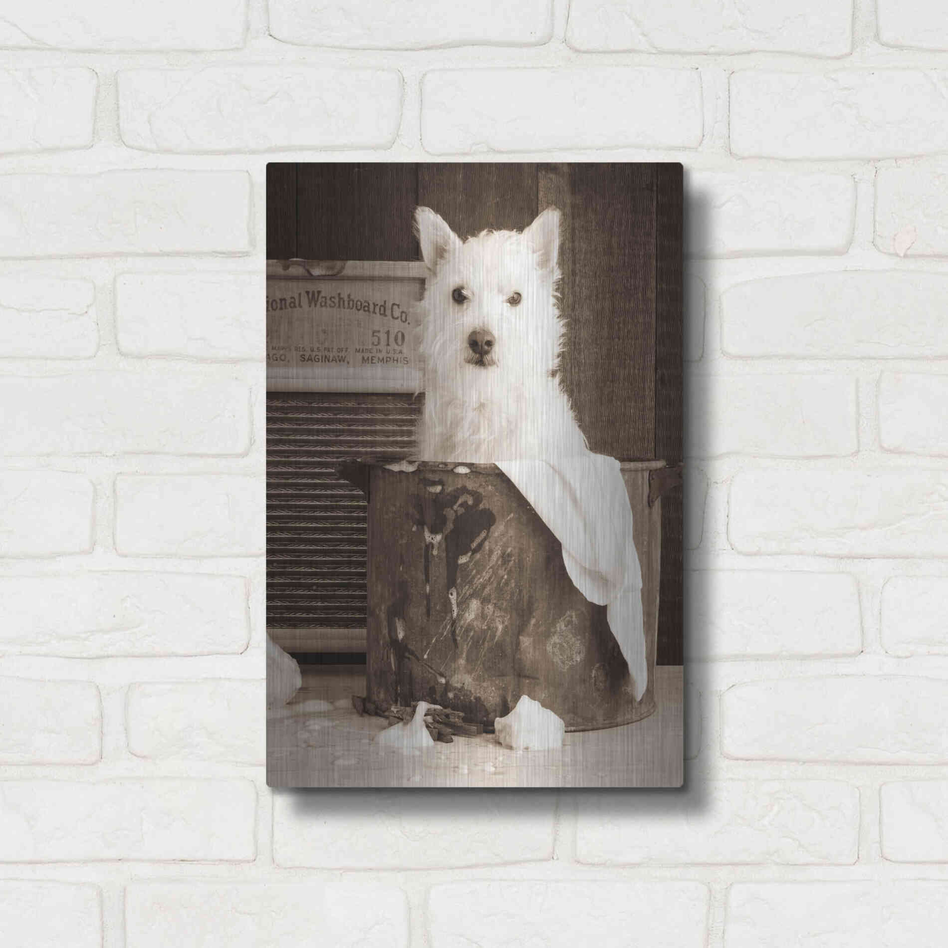 Luxe Metal Art 'Vintage Wash Day' by Edward M. Fielding, Metal Wall Art,12x16