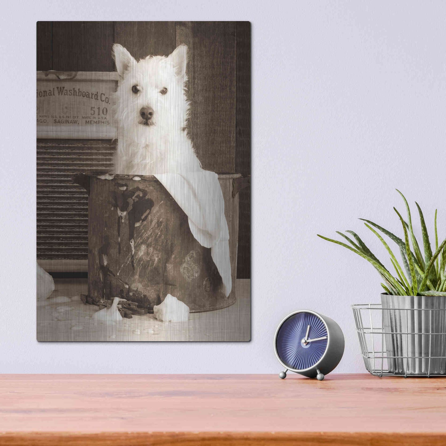 Luxe Metal Art 'Vintage Wash Day' by Edward M. Fielding, Metal Wall Art,12x16