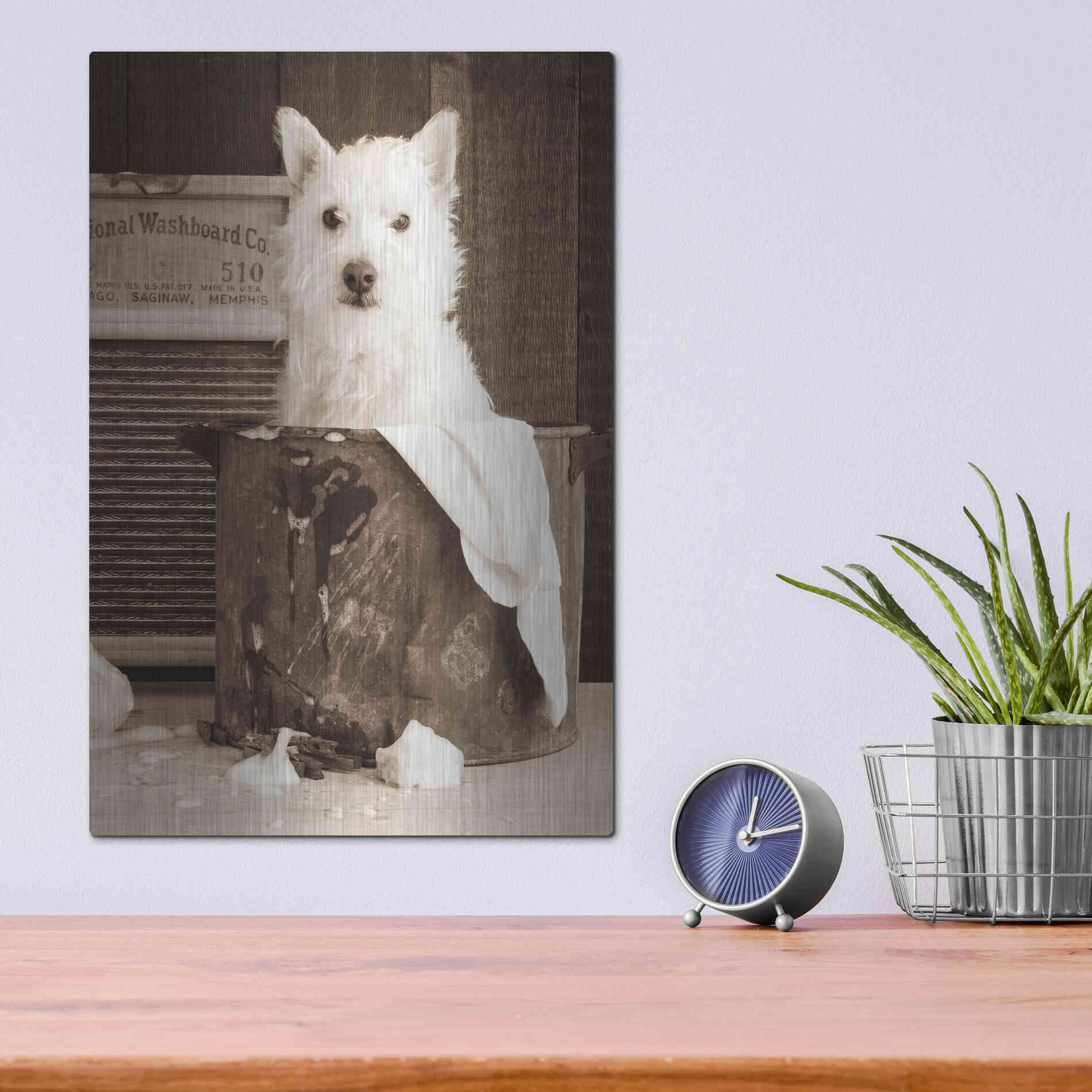 Luxe Metal Art 'Vintage Wash Day' by Edward M. Fielding, Metal Wall Art,12x16