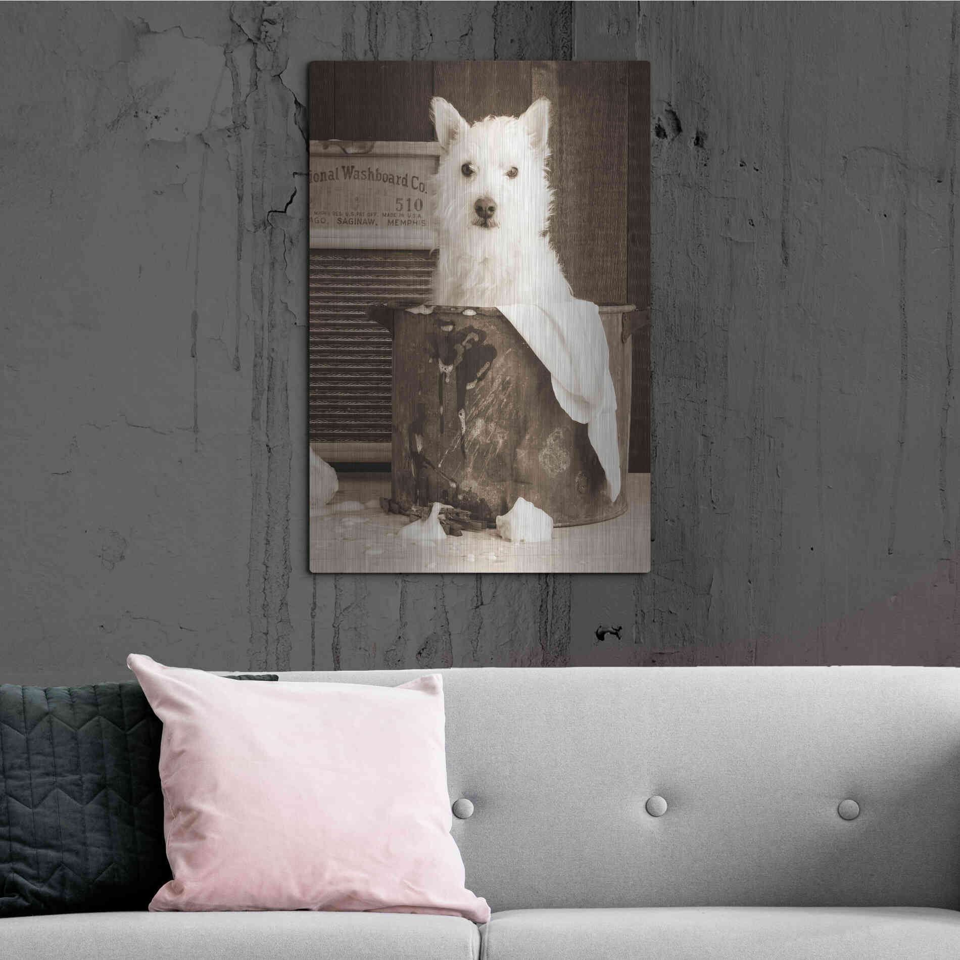 Luxe Metal Art 'Vintage Wash Day' by Edward M. Fielding, Metal Wall Art,24x36