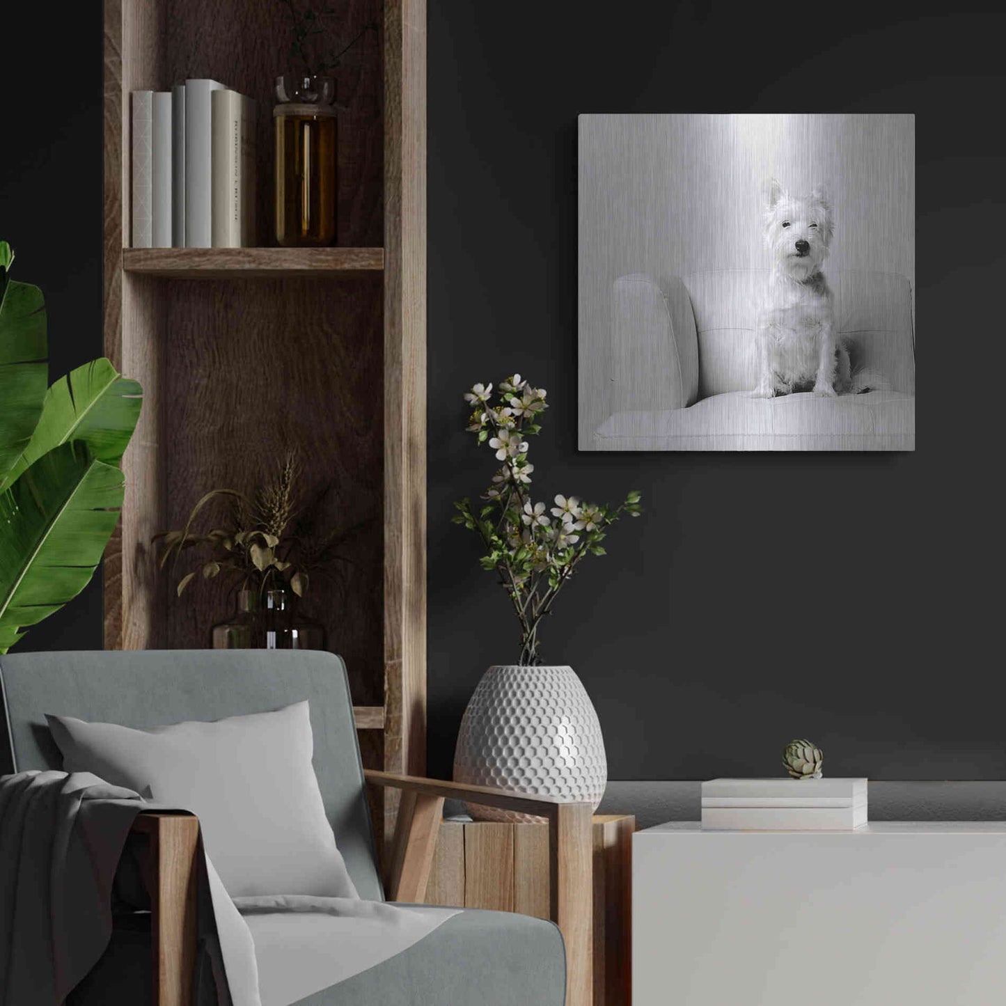 Luxe Metal Art 'White on White' by Edward M. Fielding, Metal Wall Art,24x24