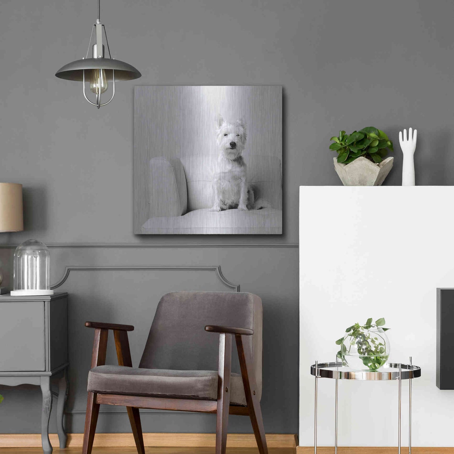 Luxe Metal Art 'White on White' by Edward M. Fielding, Metal Wall Art,24x24