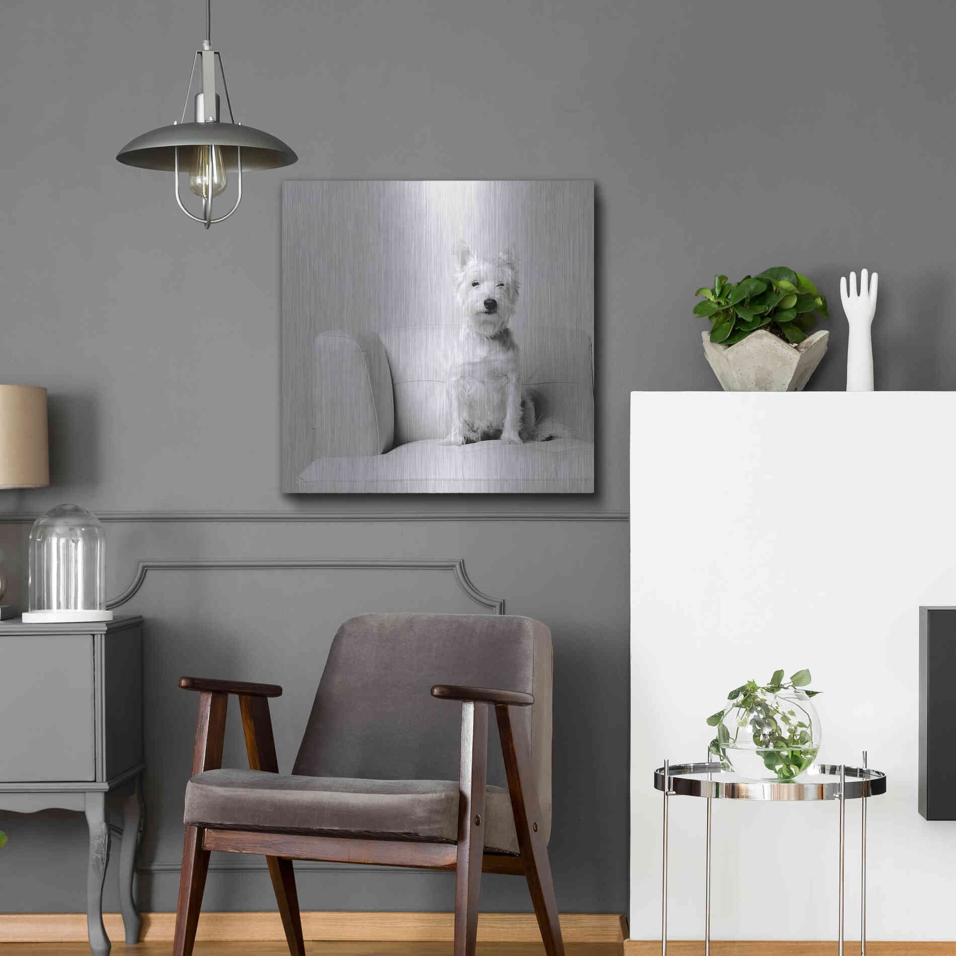 Luxe Metal Art 'White on White' by Edward M. Fielding, Metal Wall Art,24x24