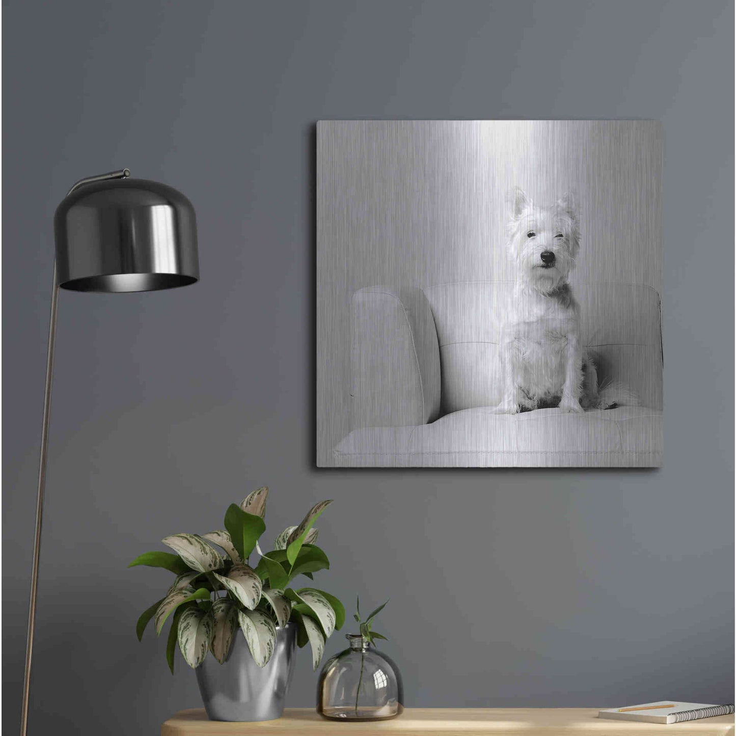 Luxe Metal Art 'White on White' by Edward M. Fielding, Metal Wall Art,24x24