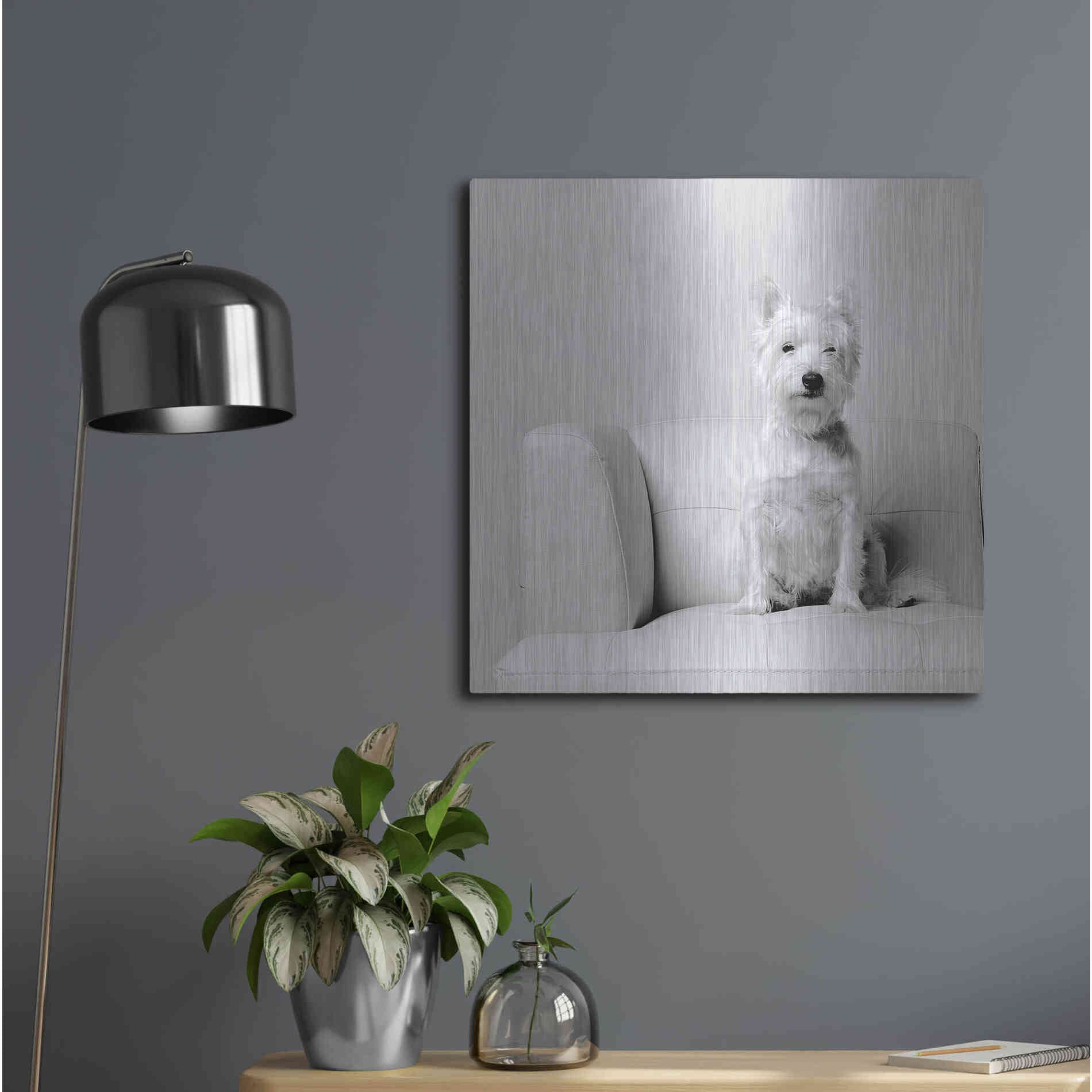 Luxe Metal Art 'White on White' by Edward M. Fielding, Metal Wall Art,24x24